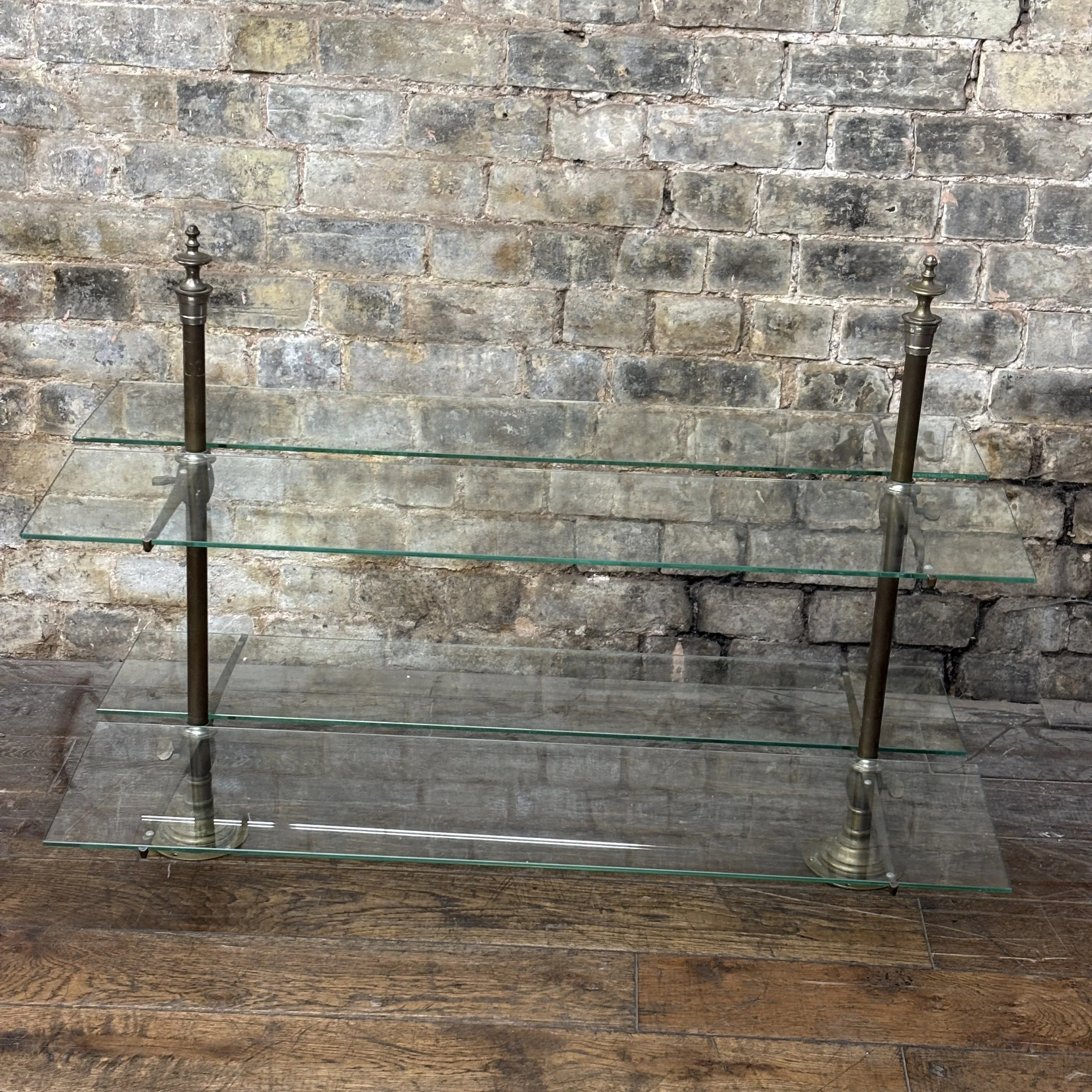 Antique Brass & Glass Countertop Display Shelving Unit