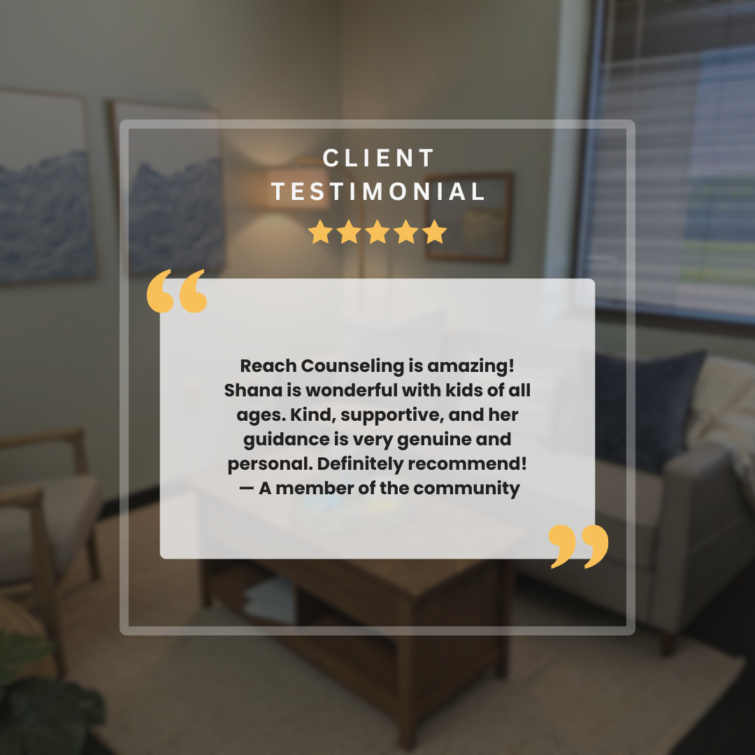 5 Star review from a client for Shana, a teen therapist at Reach Counseling