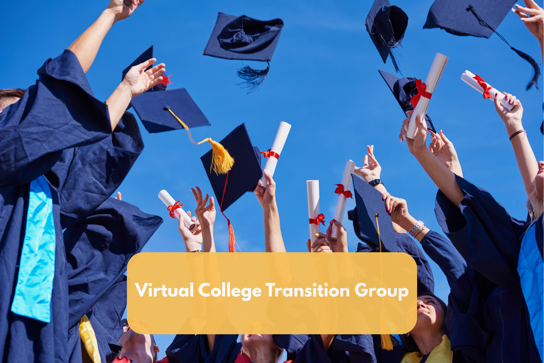 High school graduation caps thrown in the air
