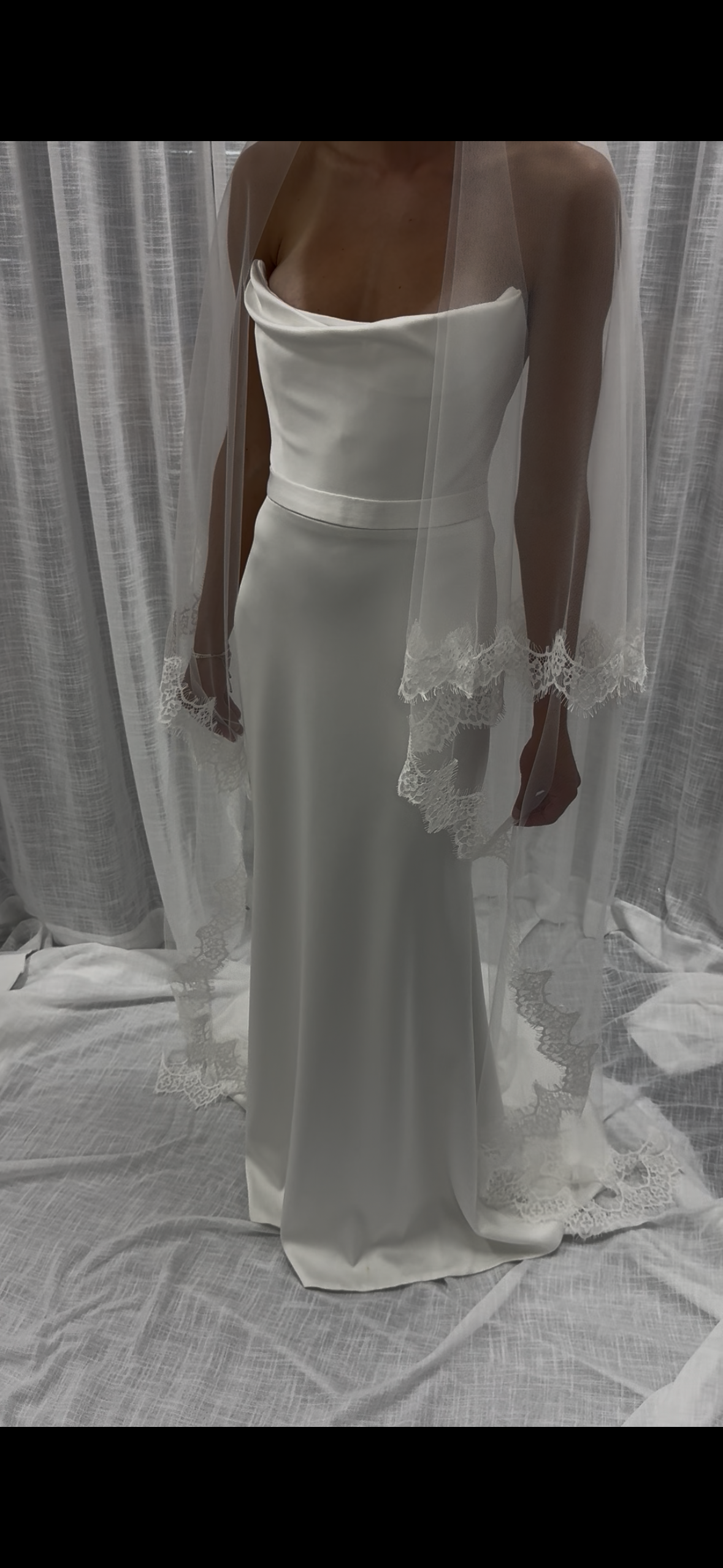 Blusher lace edge cathedral veil