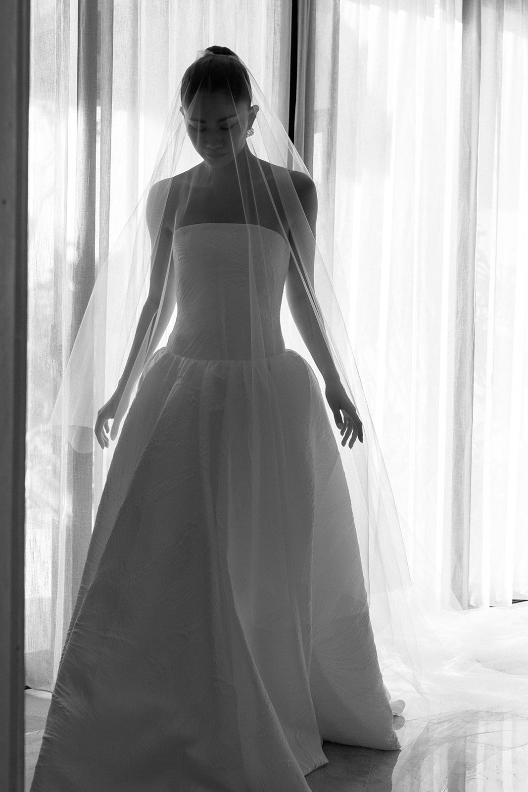 Tulle Blusher Veil in Silk White | Cathedral Length Bridal Veil