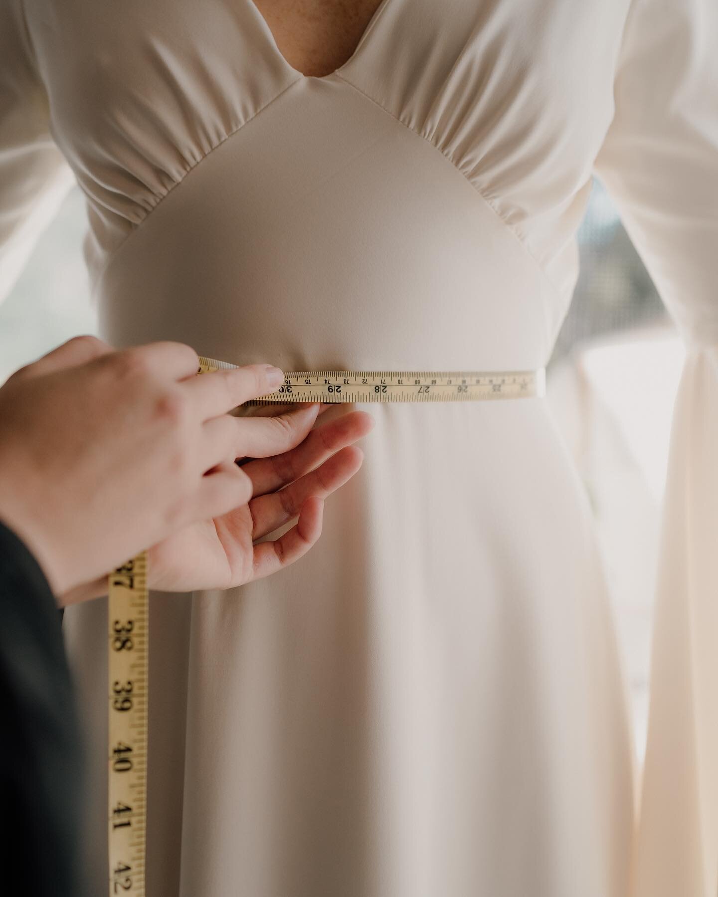 Getting the fit just right.

When working on a custom piece, I will meet with the client 3-4 times throughout the process. Initially taking measurements and designing the dream dress early on. Once we get to the point of having your finished piece to