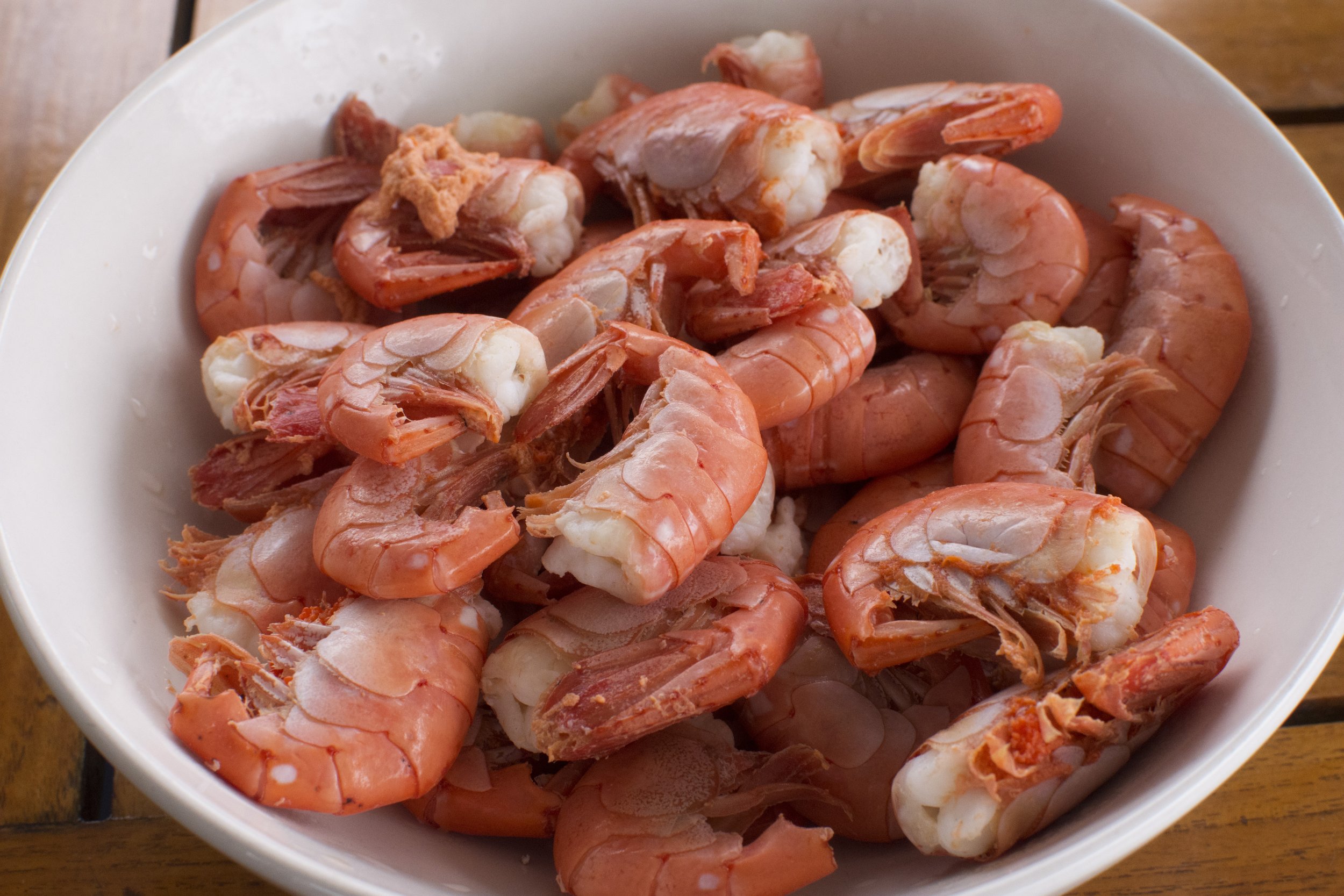 A bowl of wild Alaskan prawns.