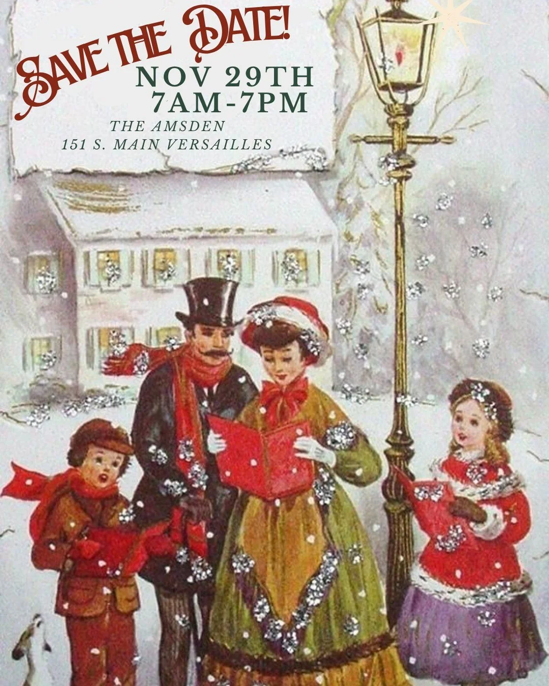 🎄✨Join us for an old-fashioned Christmas day to celebrate 8 YEARS of the Amsden! All day on Small Business Saturday, November 29th from 7AM-7PM! Join us for an all day event this year ending with the grand finale- our inaugural Festival of Living Wi