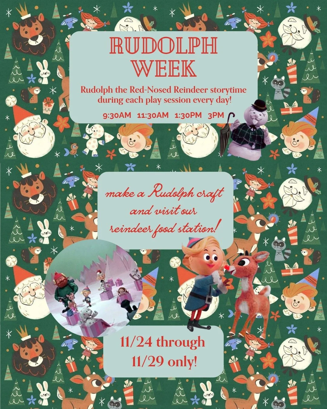 ✨✨ Rudolph Week is coming to Gathered Play + Create! 🦌❤️

Join us Nov. 24&ndash;29 for storytime, a Rudolph craft, and a visit to our Reindeer Food Station &mdash; the perfect way to sprinkle a little holiday magic before Santa&rsquo;s big night. 🎅