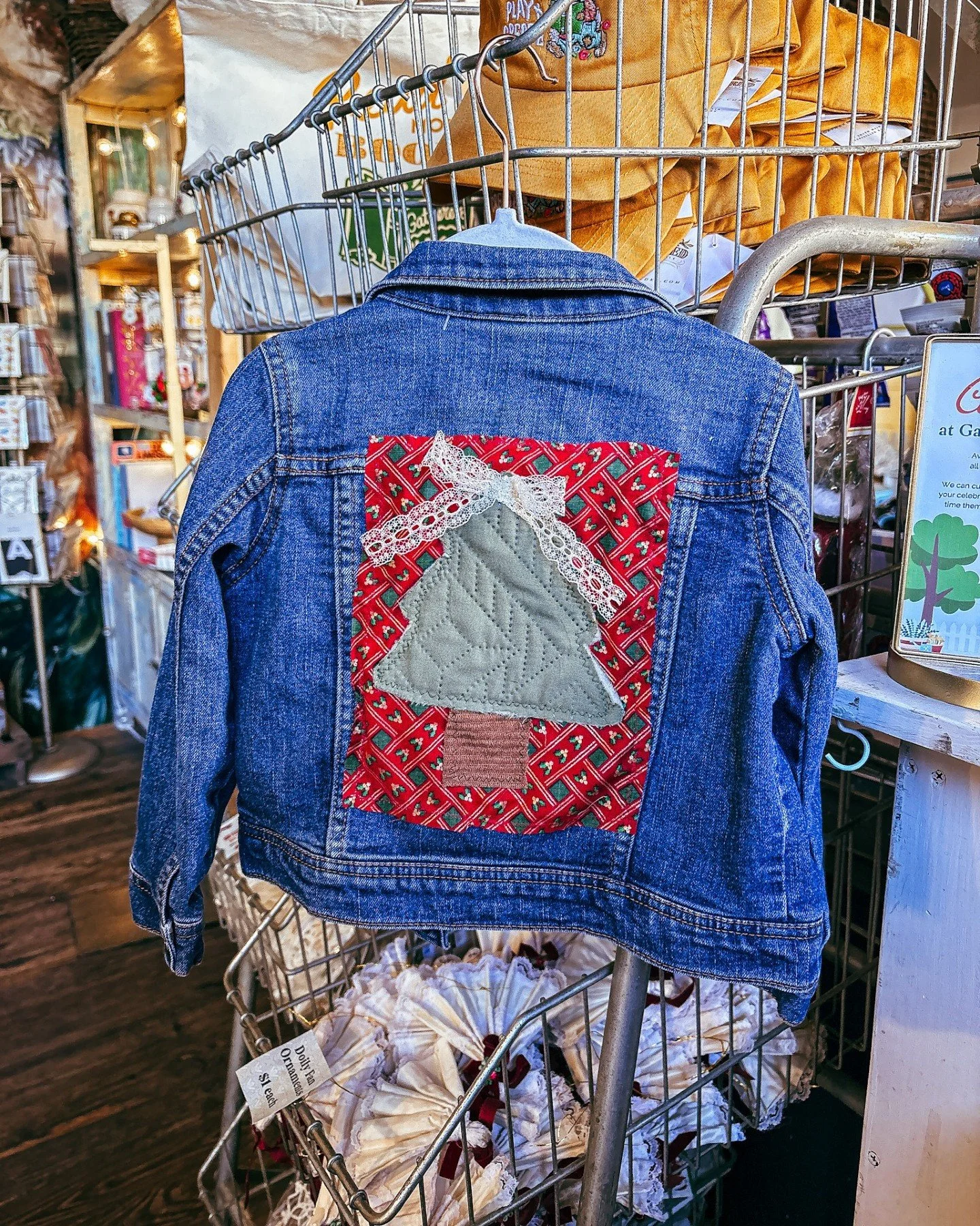 Now this is what holiday magic looks like. 🎄✨
@prettyinquilts has done it again &mdash; these one-of-a-kind, hand-quilted holiday denim jackets just arrived in our mercantile! 

Perfect for littles with big holiday spirit, or anyone who loves a touc