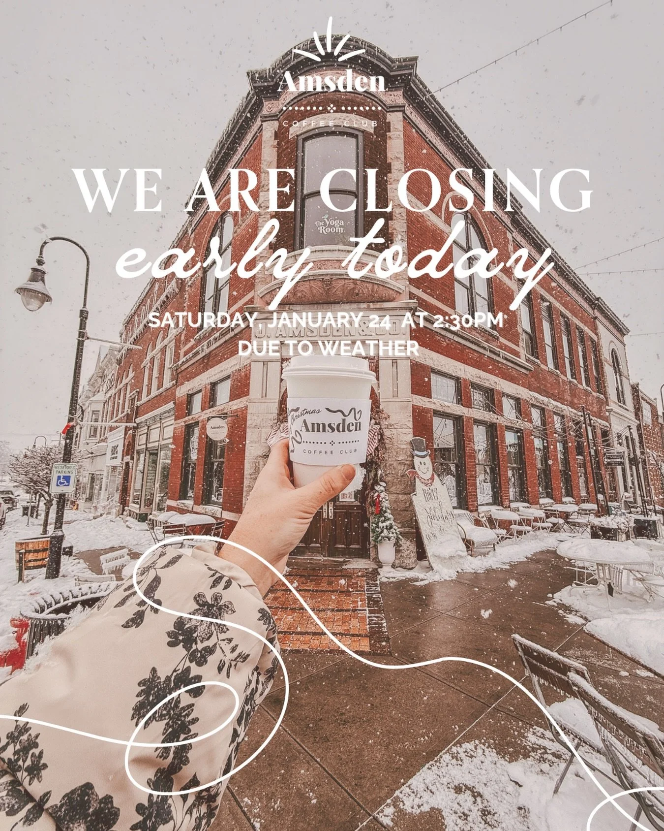 We&rsquo;ll be CLOSING EARLY TODAY at 2:30PM due to the weather ❄️ 
Please be safe and warm out there, and make sure to check our Stories for the latest updates on our hours as conditions change!