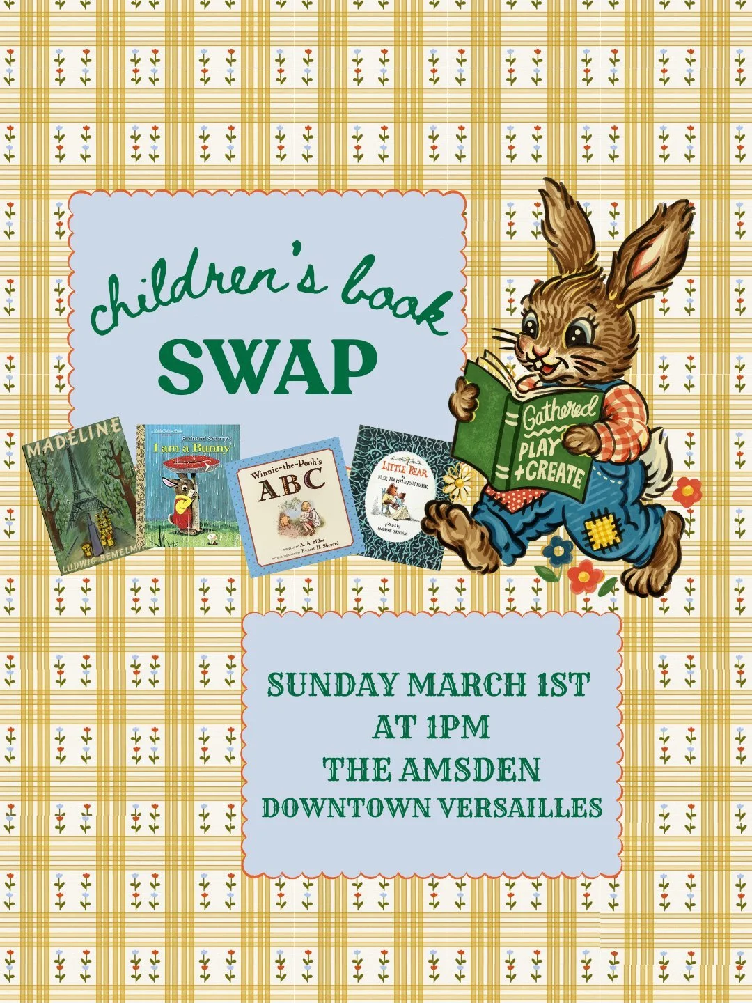 Step into a sweet, storybook-style afternoon at our Children&rsquo;s Book Swap 📚✨

Bring 1&ndash;5 gently loved children&rsquo;s books (infant&ndash;age 6) and swap for the same number of new-to-you favorites. Tables will be organized by age, and th