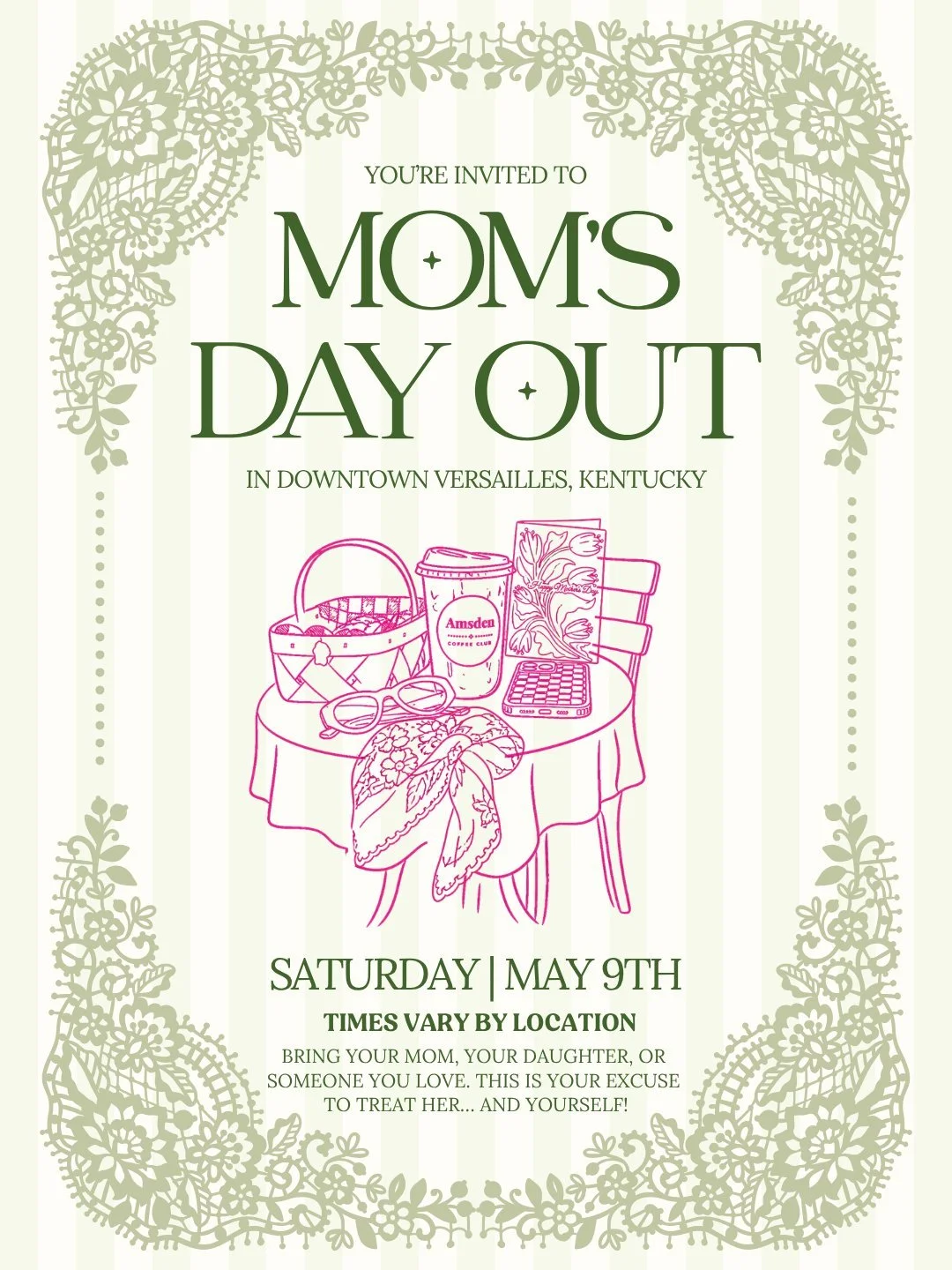 Grab your mom, your sister, your bestie&hellip; or come solo and treat yourself 💛

We&rsquo;re celebrating Mom&rsquo;s Day Out in downtown Versailles with all the little things that make it feel special &mdash; coffee, shopping, sweet details, and t
