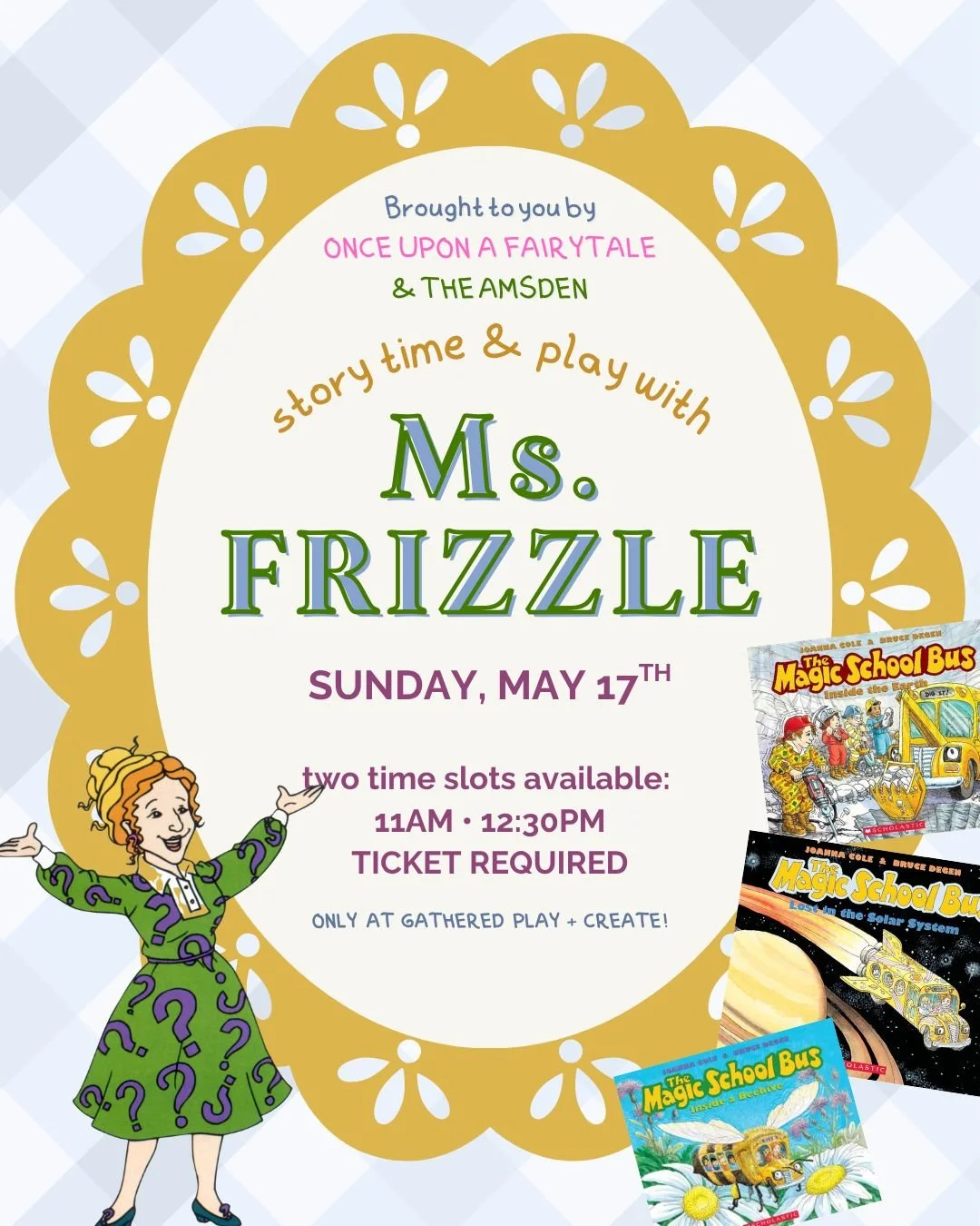 🚌✨ Magic School Bus Week is all about getting a little messy, asking all the questions, and diving into the fun with snacks, crafts, and storytime

📅 May 11&ndash;15

and yes&hellip;
🚌✨ Ms. Frizzle herself is coming on May 17th thanks to @onceupon