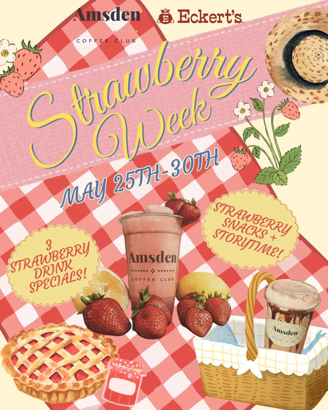🍓 Strawberry Week starts tomorrow!

Starting Monday May 25-30, we're celebrating all things strawberry alongside our friends at @eckertsorchard
! It's the first stop in our Fresh Picked Summer series, timed right alongside Eckert's Orchard's u-pick 