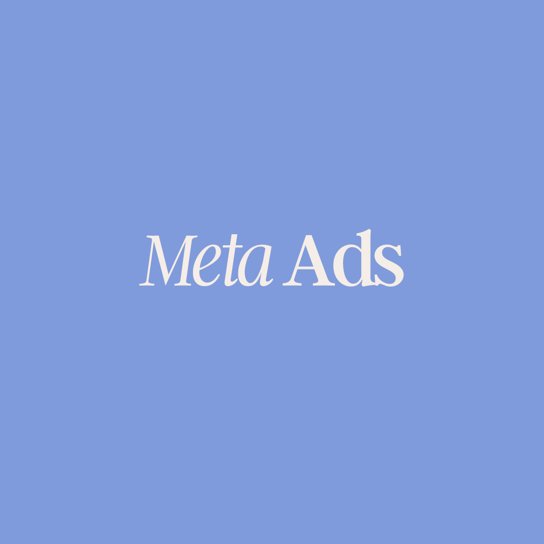 Blue background with the words 'Meta Ads' in white text.