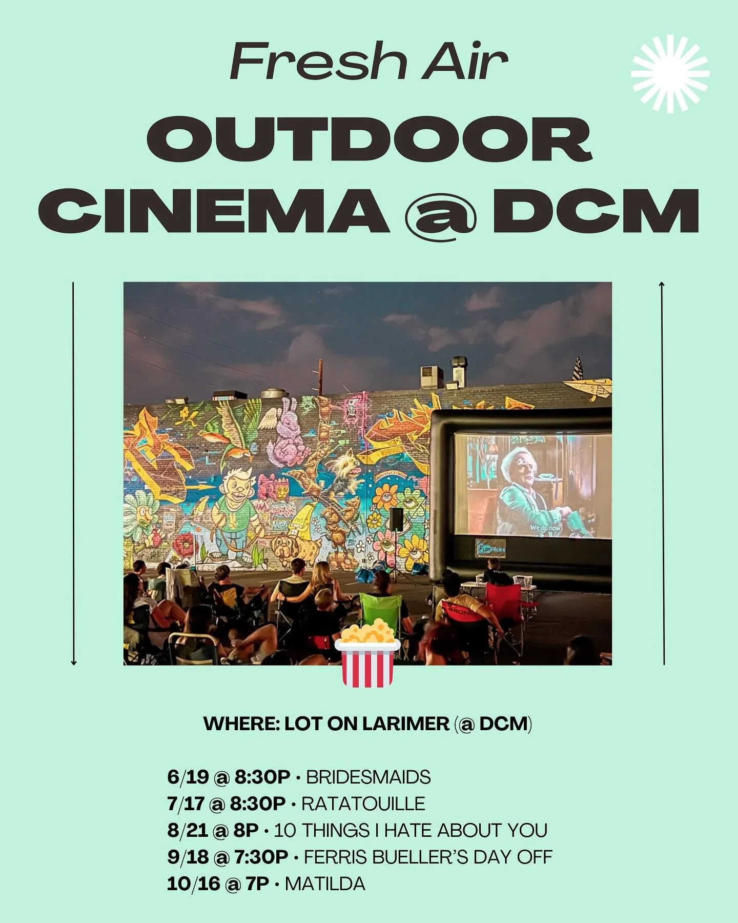 💚 As part of our Fresh Air Series, say hello to one of our favorite local events.&nbsp;🎬 RINO&rsquo;S *FREE* OUTDOOR MOVIE NIGHTS ARE BACK! 

🗓️ Join us every Third Thursday all summer long for five epic nights of movies under the stars &amp; mura