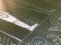 Blocking in cut-outs with chalk