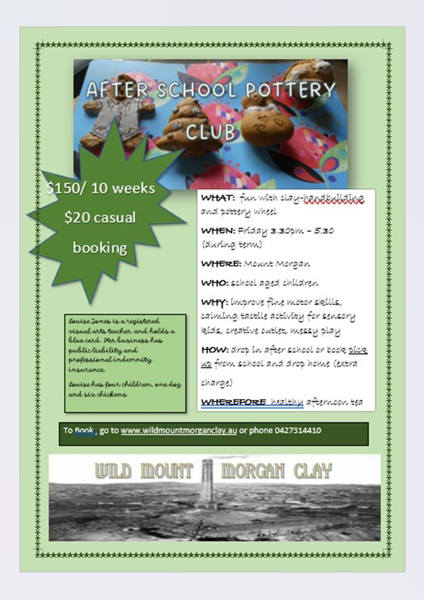 After School Pottery Club -starts Friday Jan 27