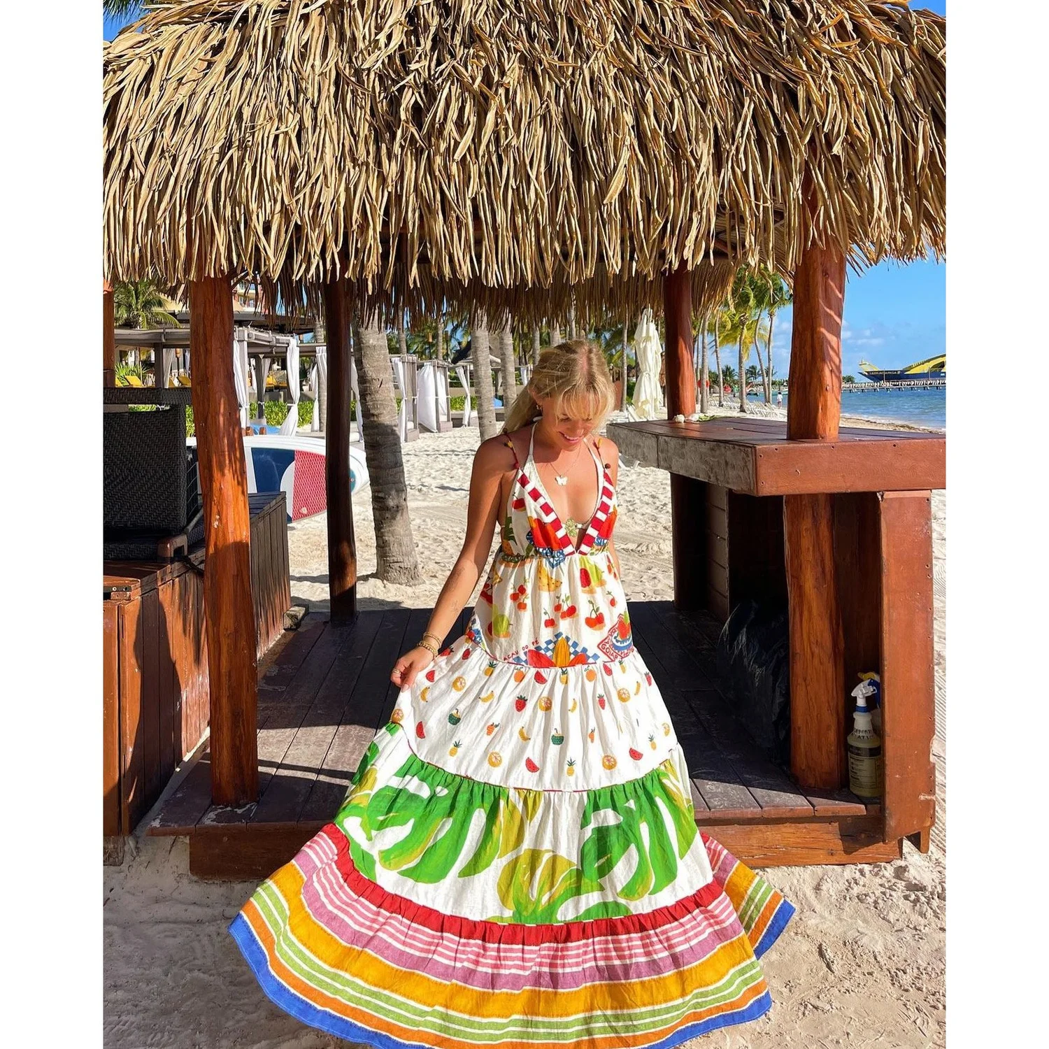 knee length dresses for ladies Farm Rio Women's Summer Garden Maxi Dress – Saint Bernard main image 0