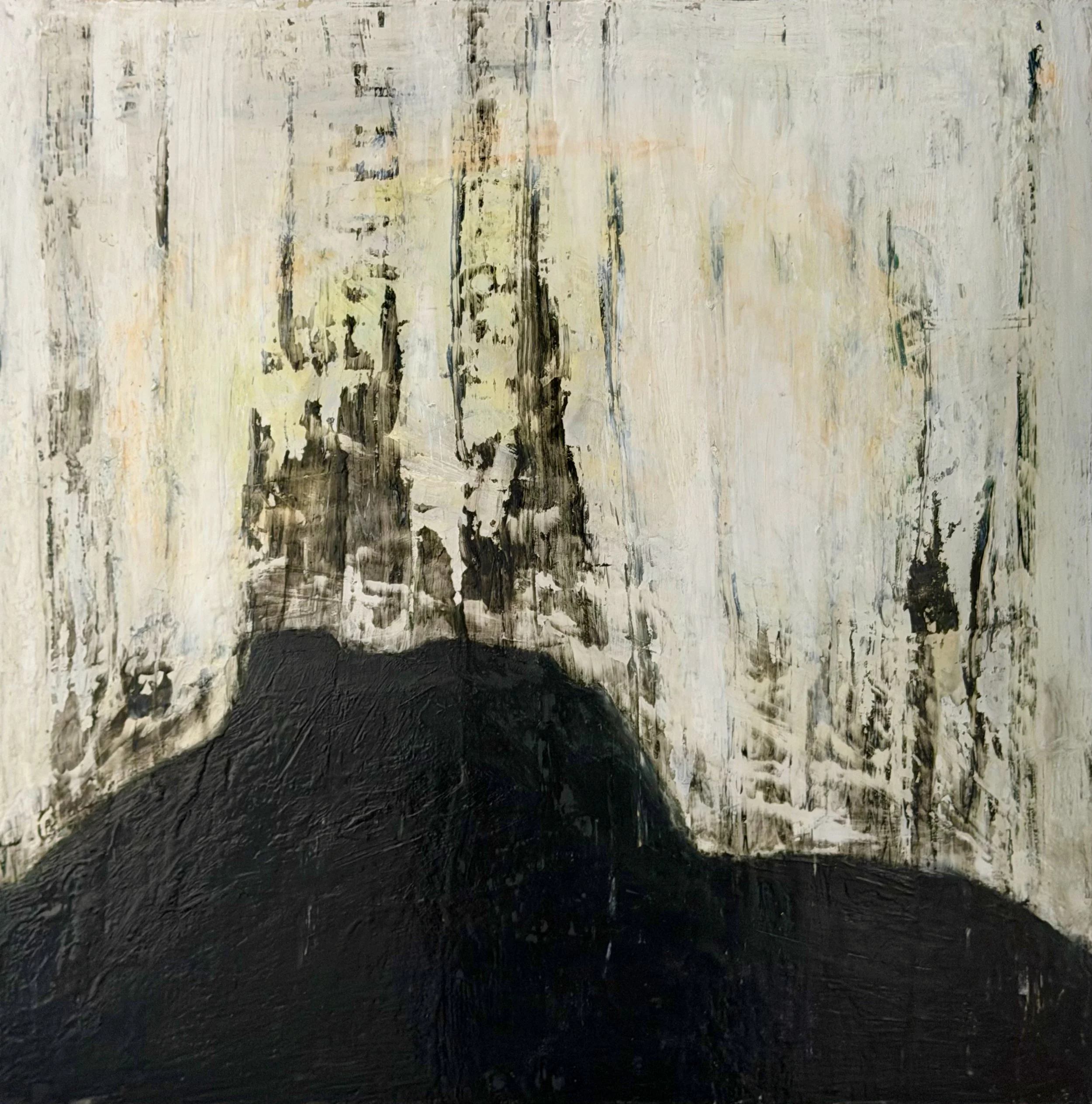 "After erasure #11" Oil,  oil pastel on wood 18" x 18", 2026 $500