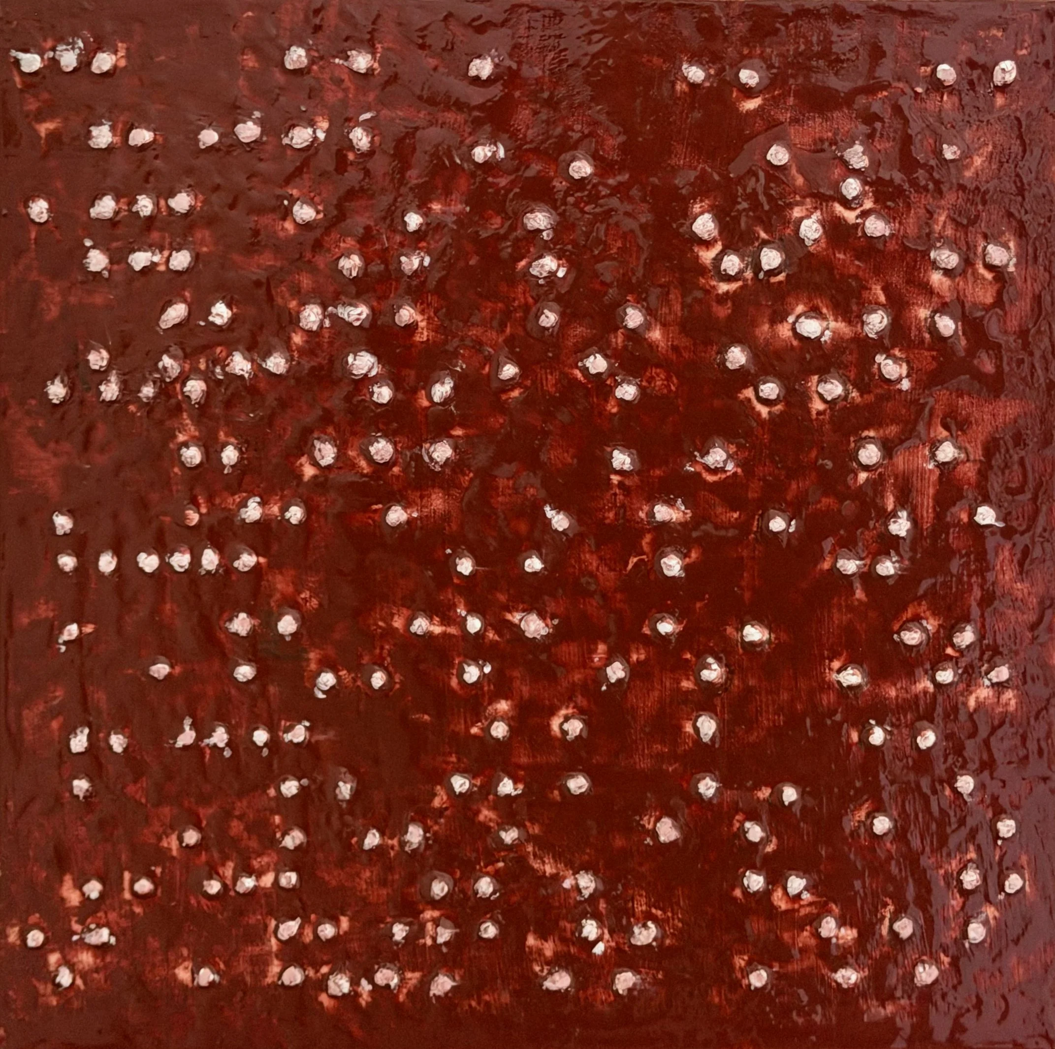 Braille "seeing is believing" against an aged, textured background