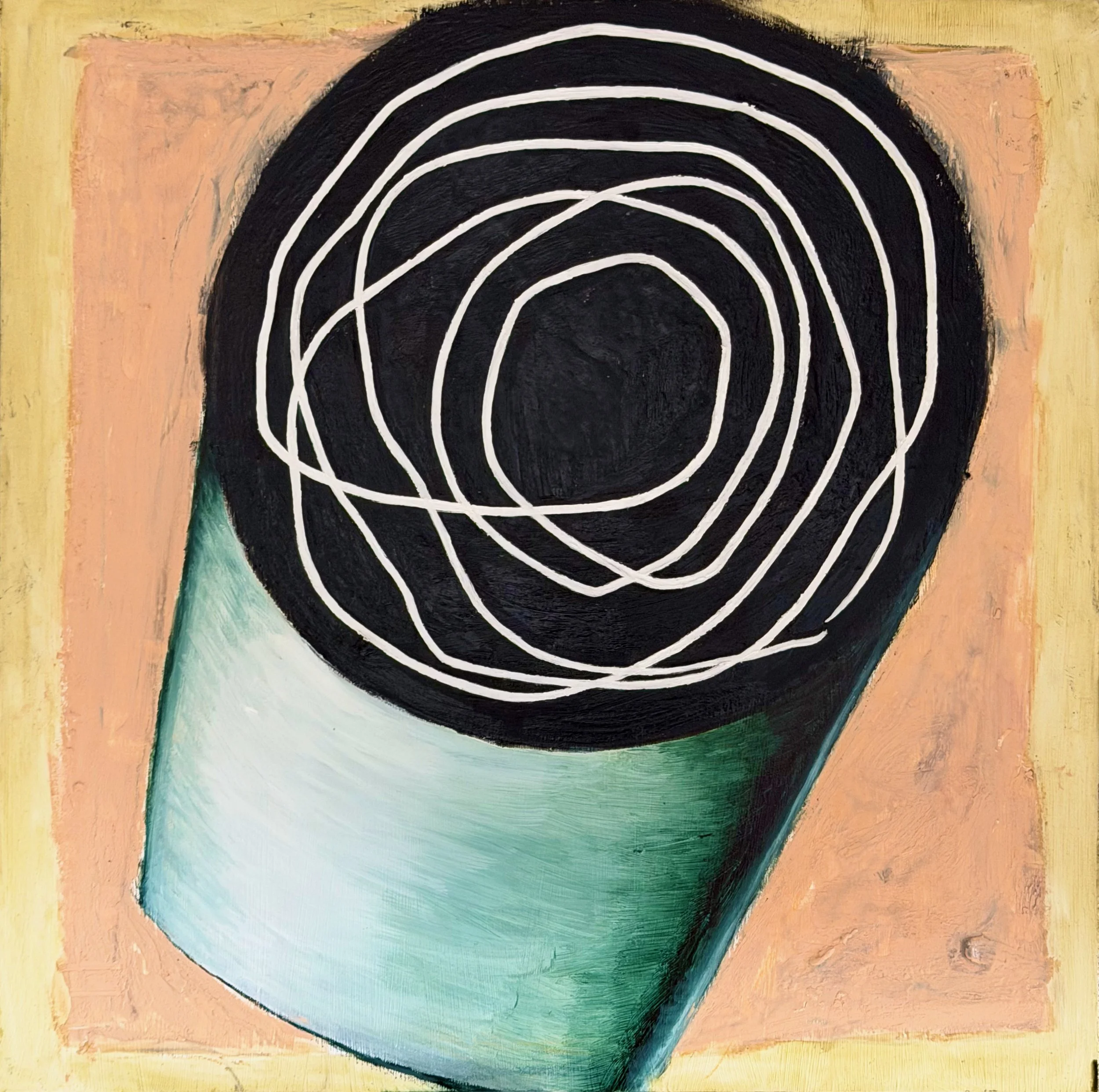 "Bale #2" Oil, oil pastel on wood 18" x 18", 2025 $500