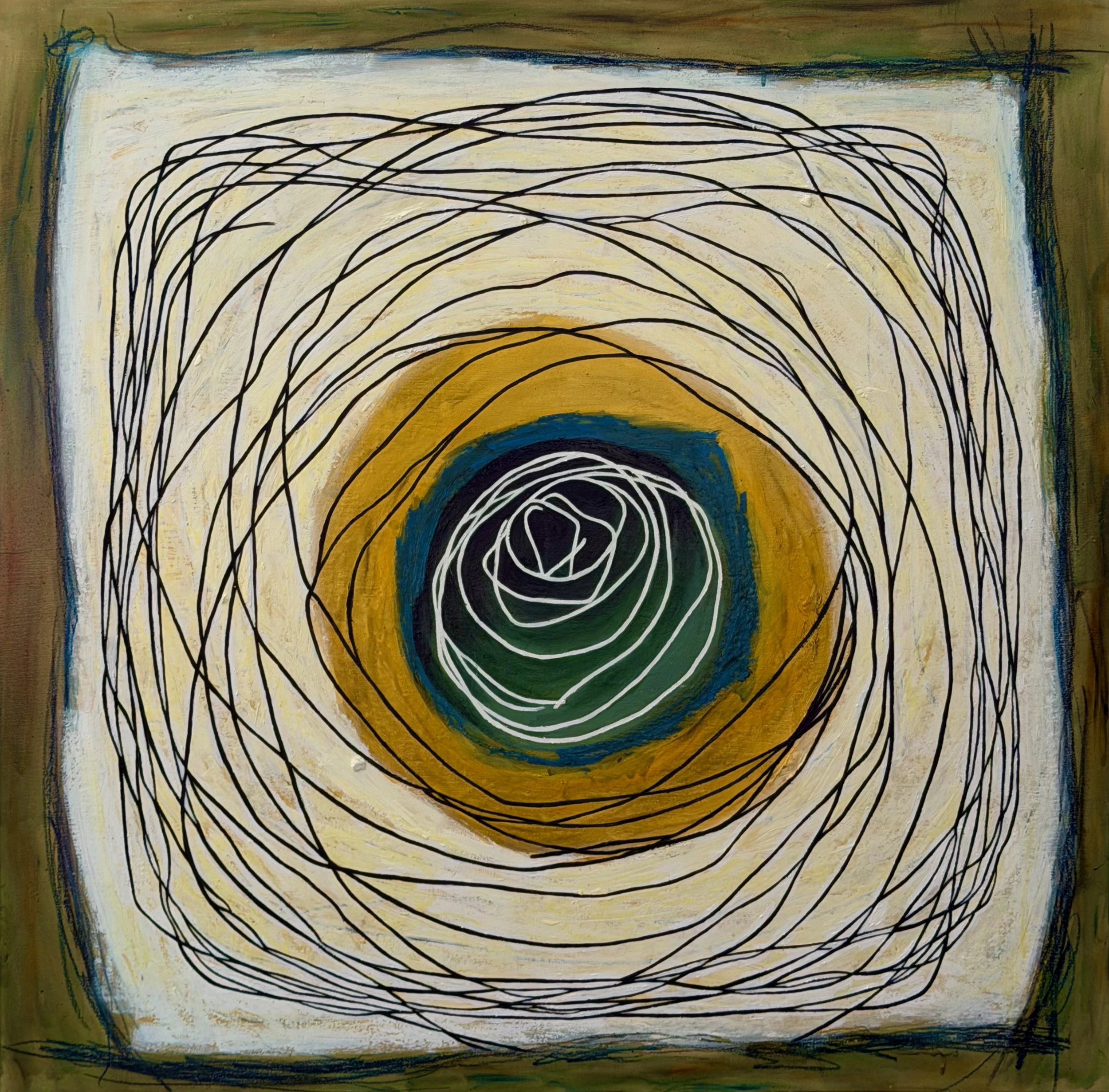 "Codex #5" Oil, oil pastel on wood 36" x 36", 2026 $1250