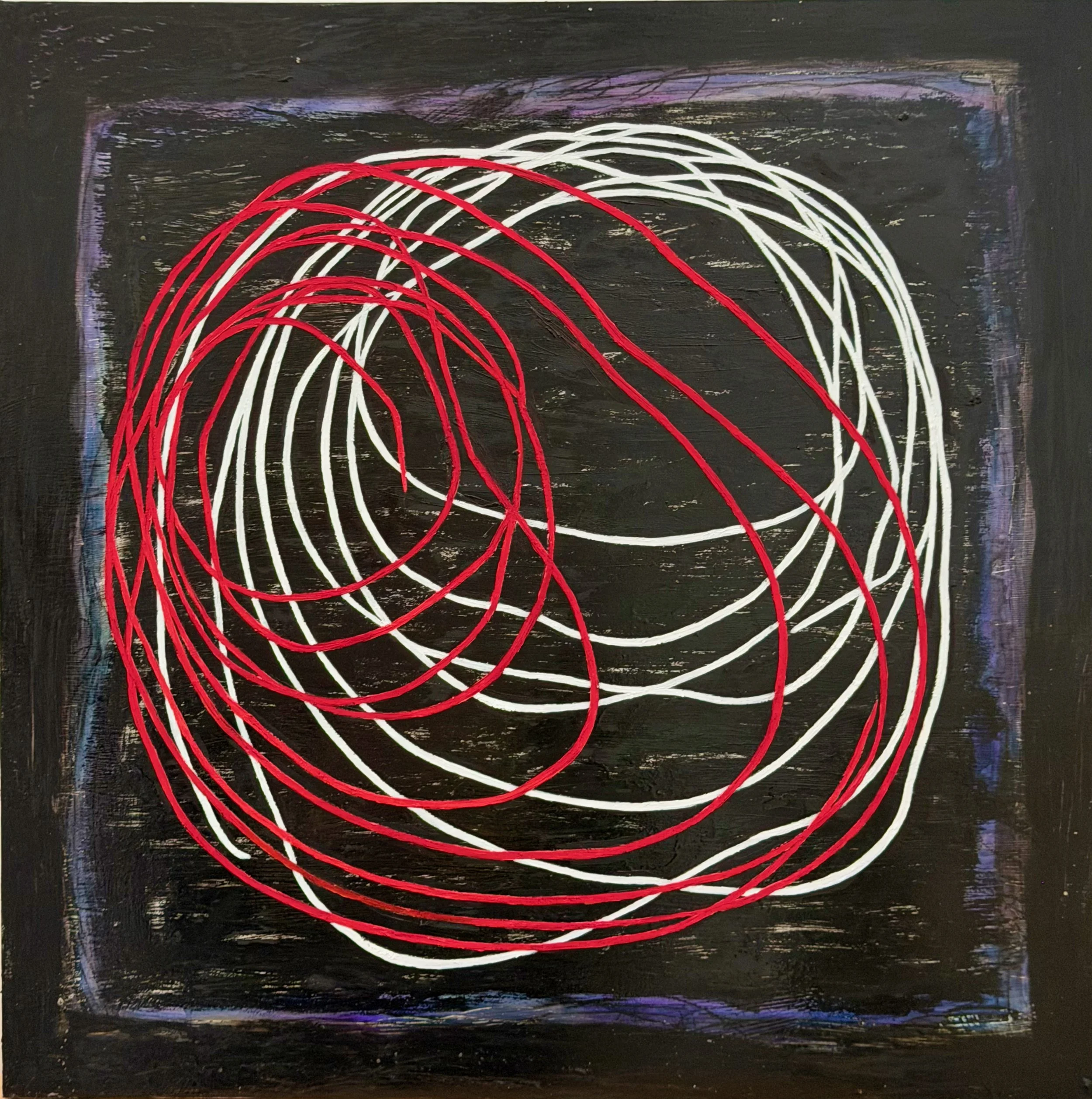 "Returning and folding" Oil, oil pastel on wood 24" x 24", 2026 $800
