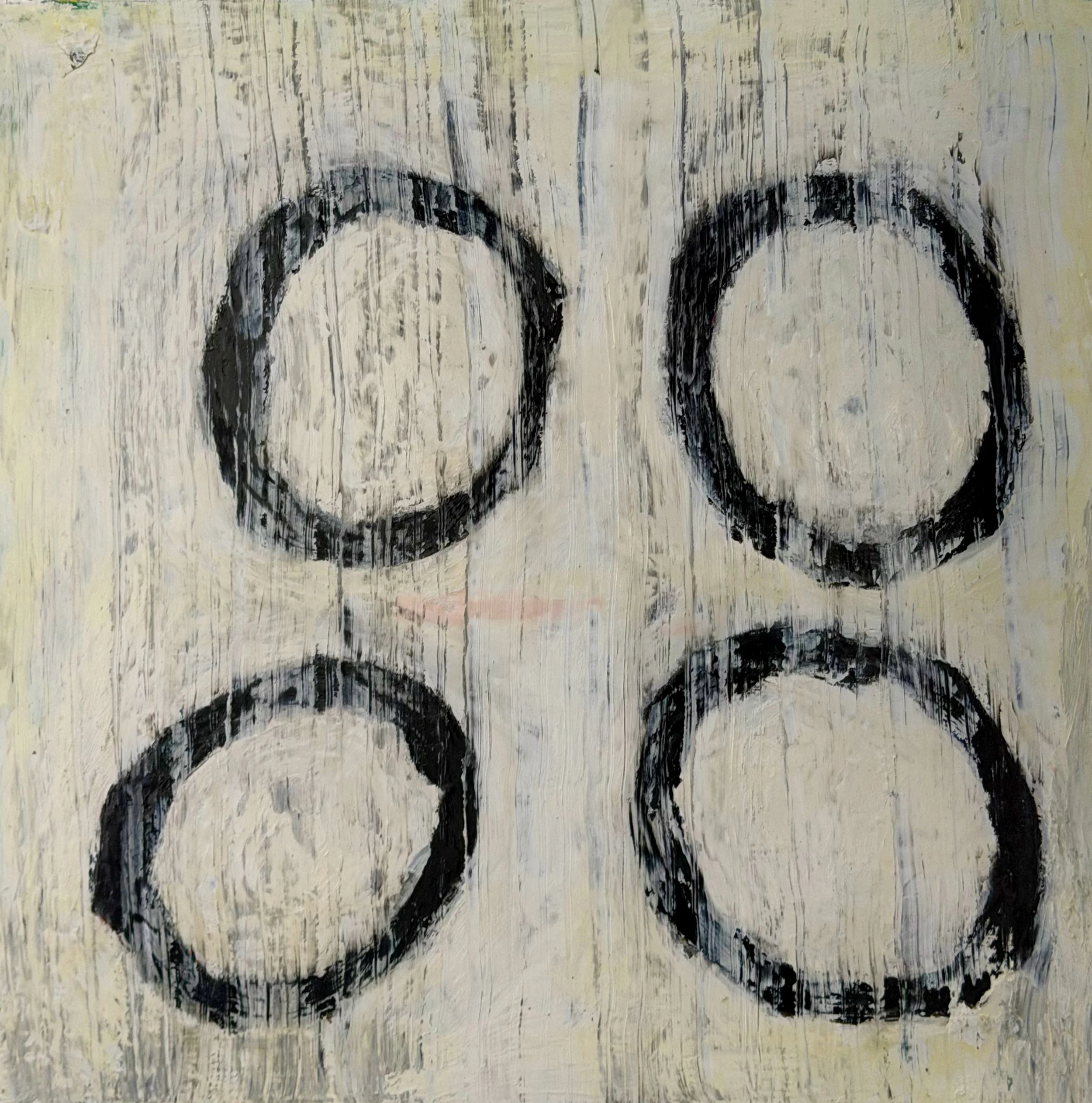 "After erasure #10" Oil,  oil pastel on wood 12" x 12", 2026 $250