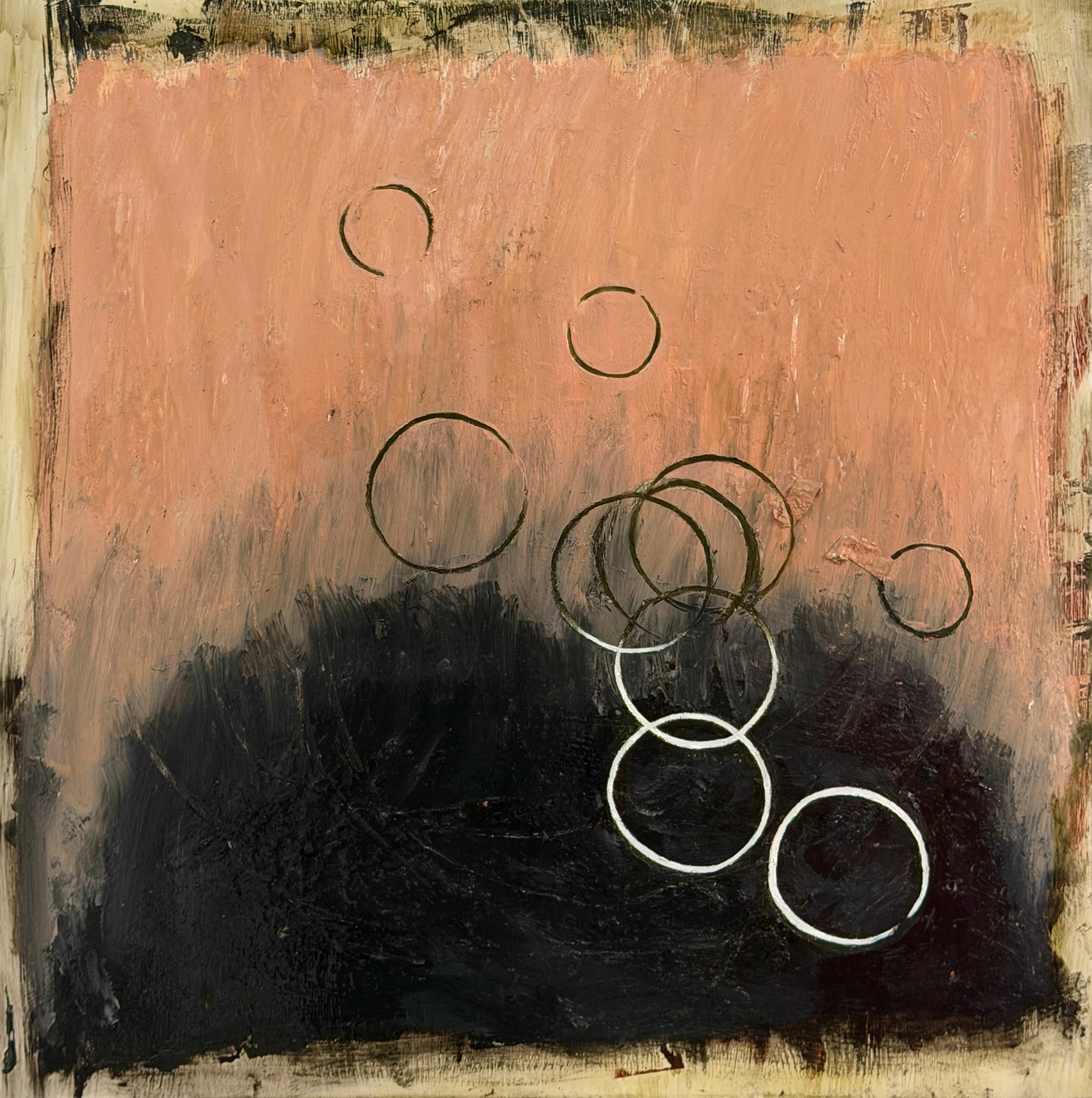 "Fragmented #2" Oil, oil pastel on wood 18" x 18", 2026 $500