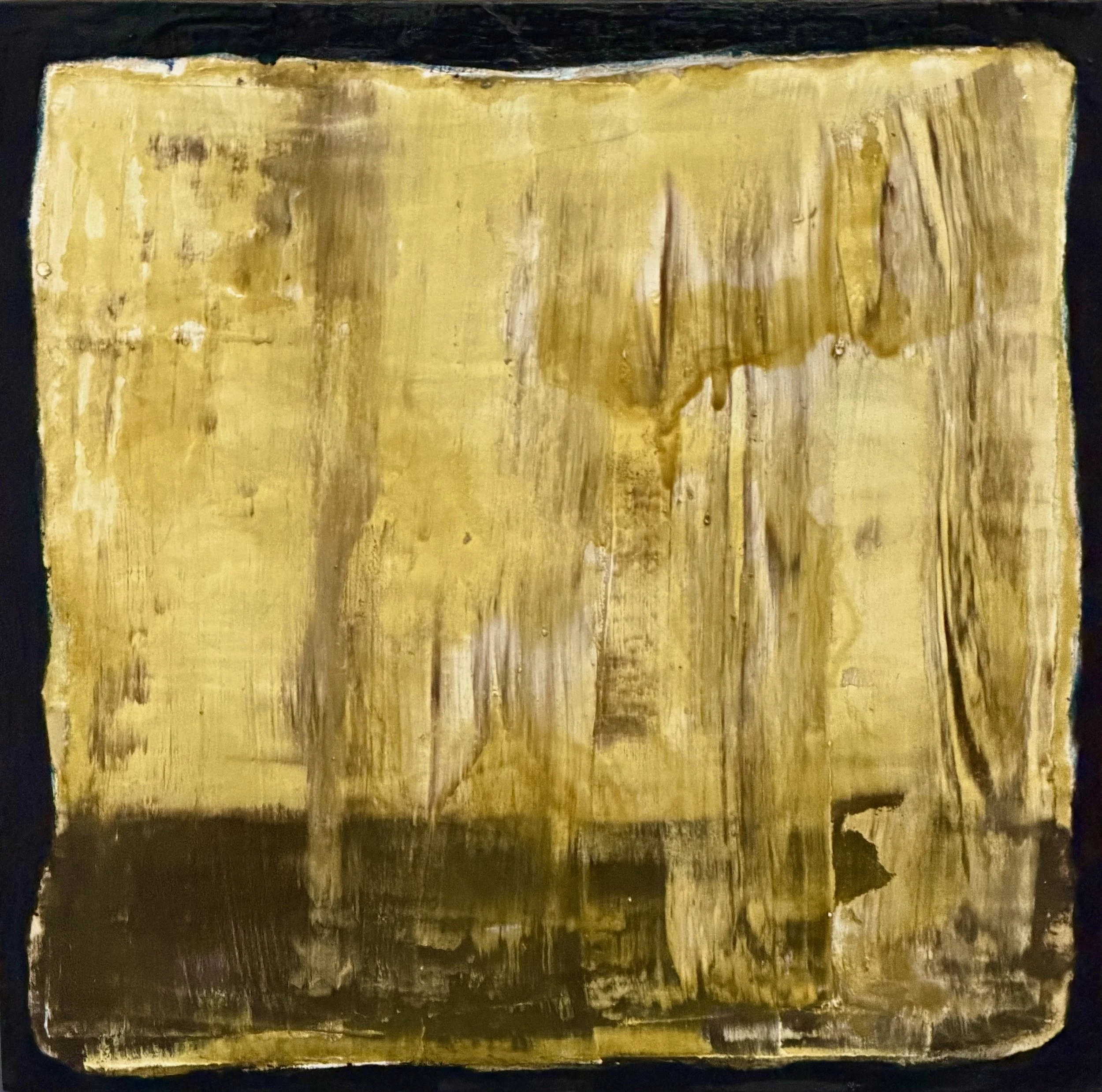"After erasure #5" Oil,  oil pastel on wood 12" x 12", 2026 $250
