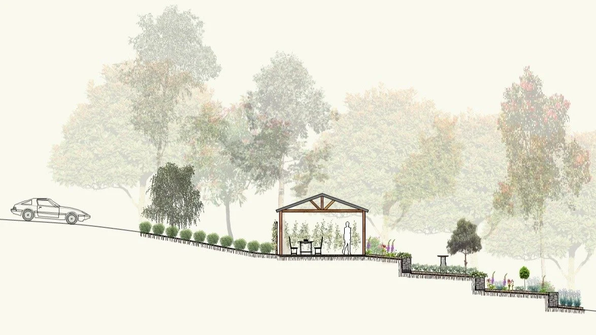 Levels and sloping blocks are a part of our life. Level changes are not a problem.. they are an opportunity, often adding interest, opening up view lines, and creating zones. It is definitely worth a chat with a proficient designer (um.. like me) to 