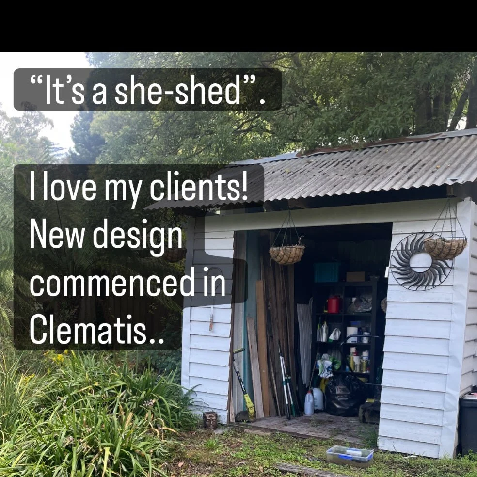 Coming soon to Clematis. Stay tuned to see the fete of not one.. but two existing she-sheds&hellip;
.
.
#gardendesign #gardenproject #gardendecisions #nativegarden #comingsoon