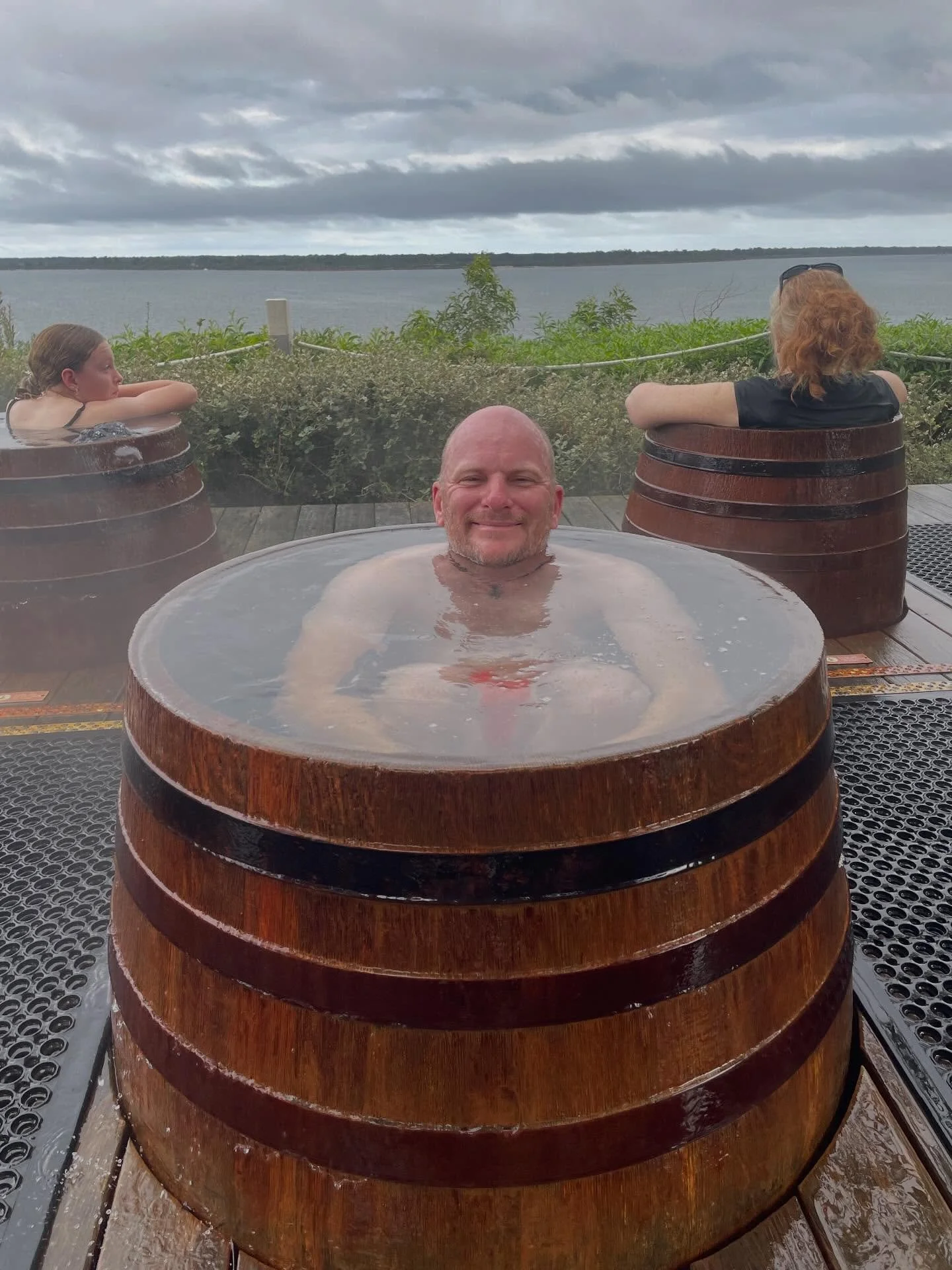 We&rsquo;re on leave this week. Still answering the phone/emails if needed. Best way to destress is to drink things made in barrels and sit in really hot water in barrels. @metunghotsprings 
.
.
#landscapedesign #holiday #eastgippsland #ecotourism #f