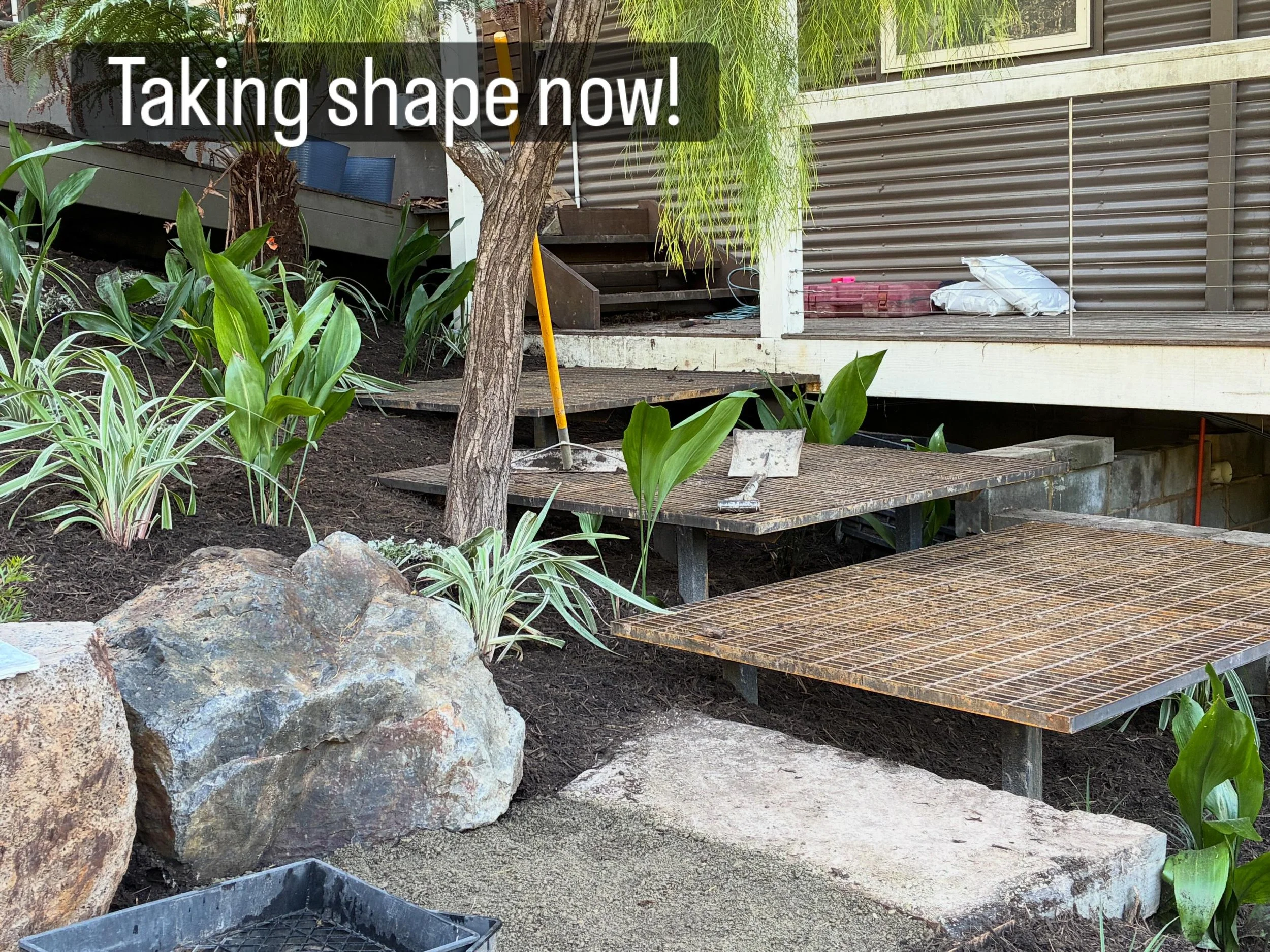 Nearly there. the steel platforms have nestled in to place with shade tolerant plants, noting a blend of lighter foliage to keep the area vibrant (south aspect). The rhythmic planting is 90% complete and the 1%ers are in full swing. @yarra_ridge_land