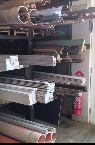 Selection of precut secondhand timber lengths
