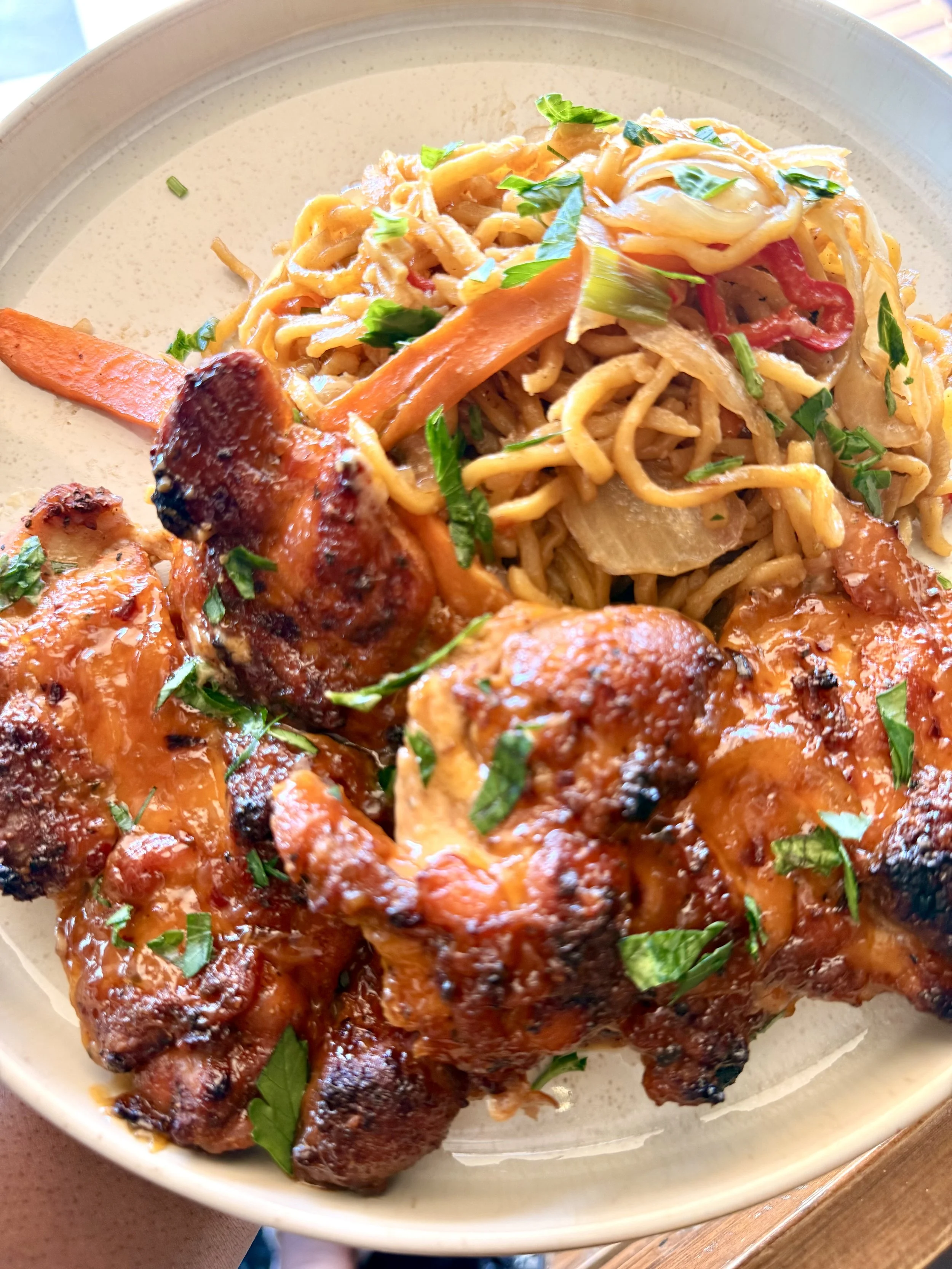 Orange Chicken with Veggie Chow Mein