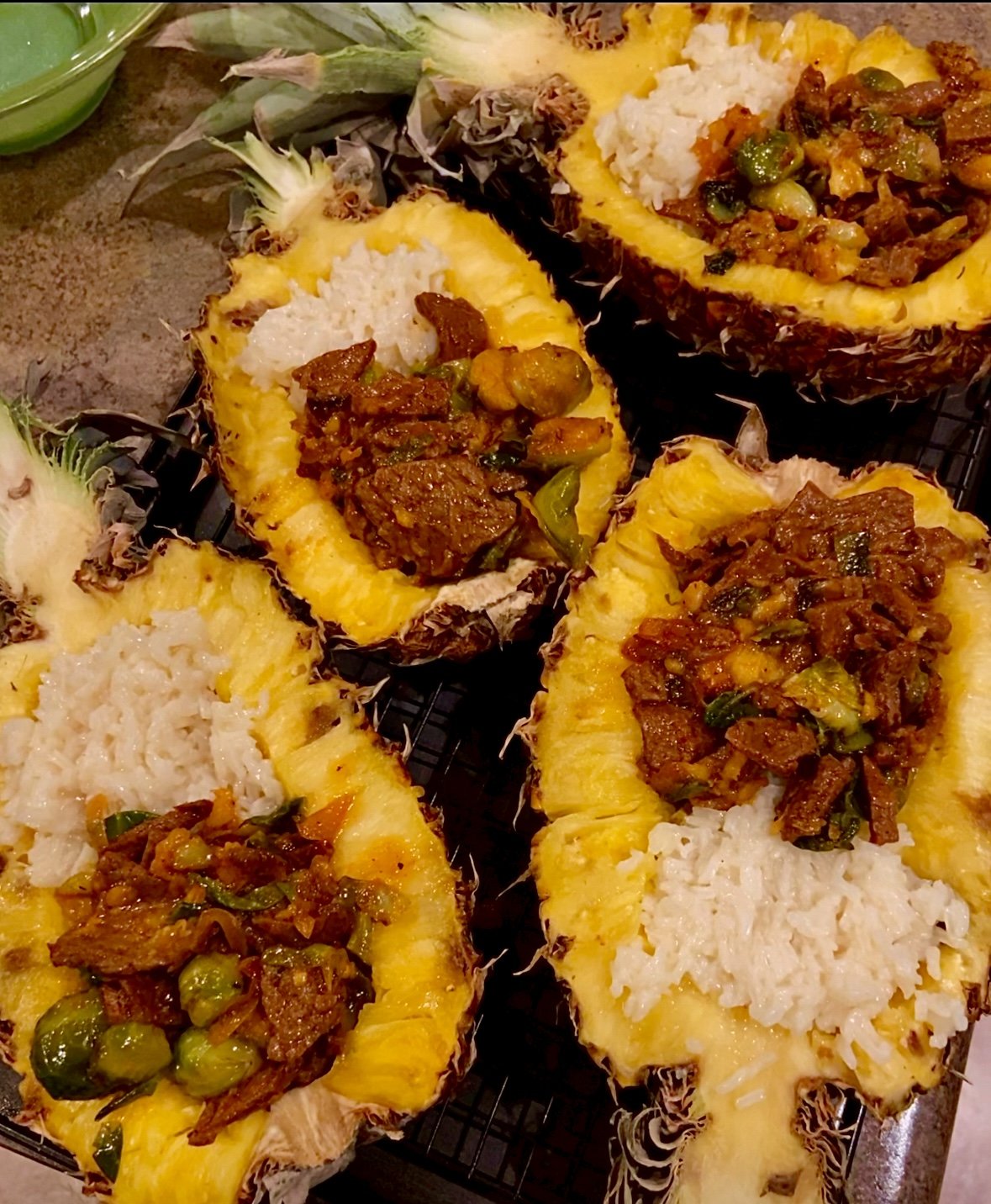 Caribbean Pepper Steak Stuffed Pineapple