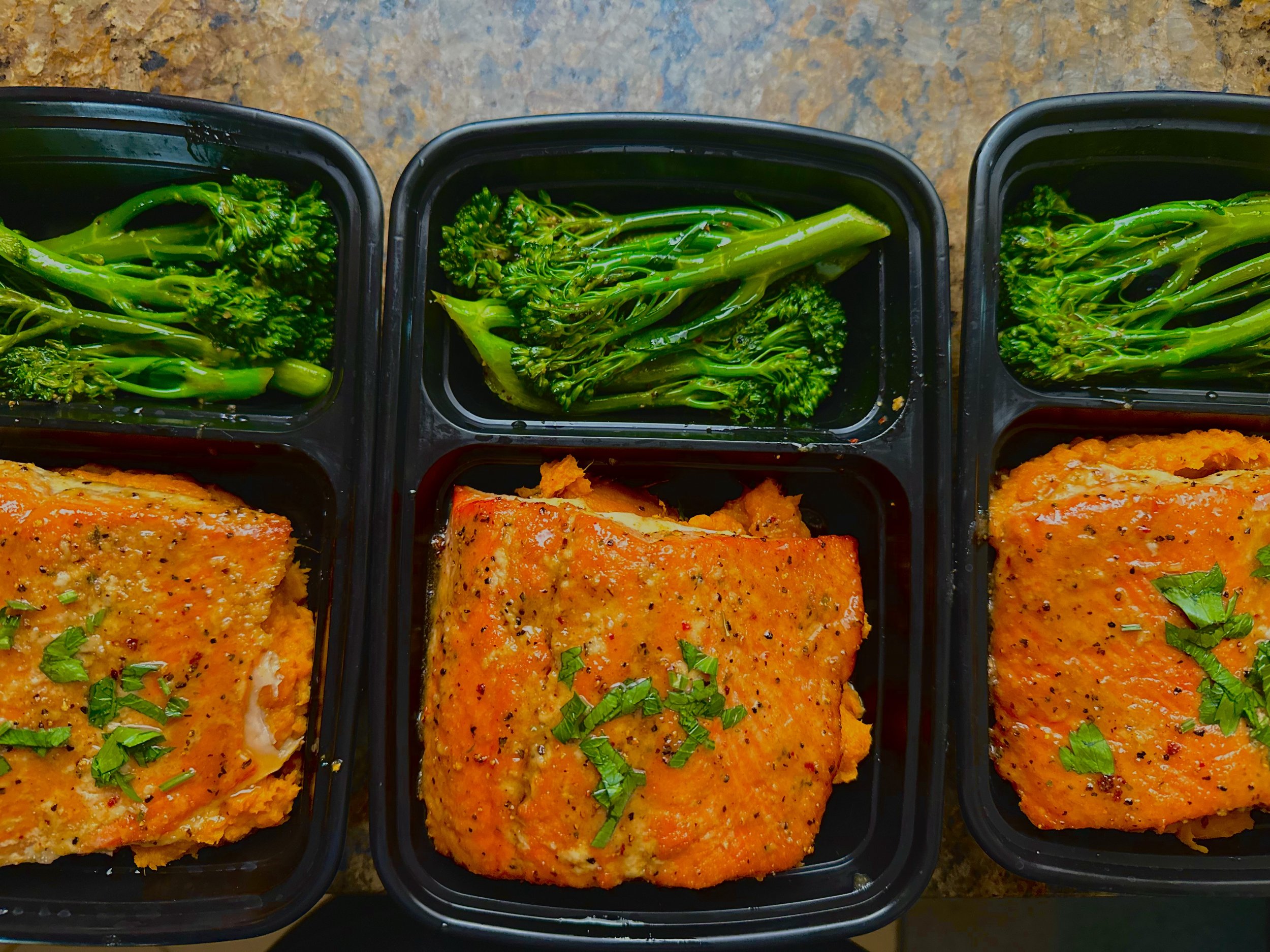 Roasted Salmon + Sweet Potatoes Mash