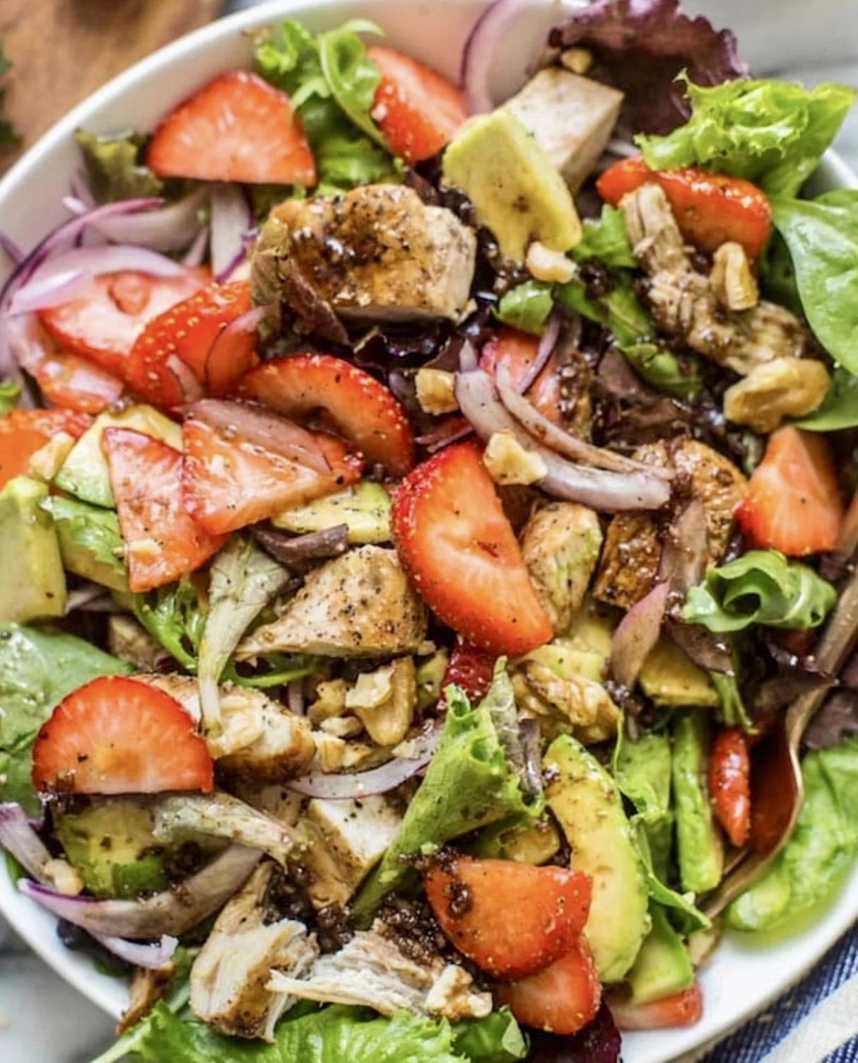 Strawberry Spinach Chicken Cobb Salad