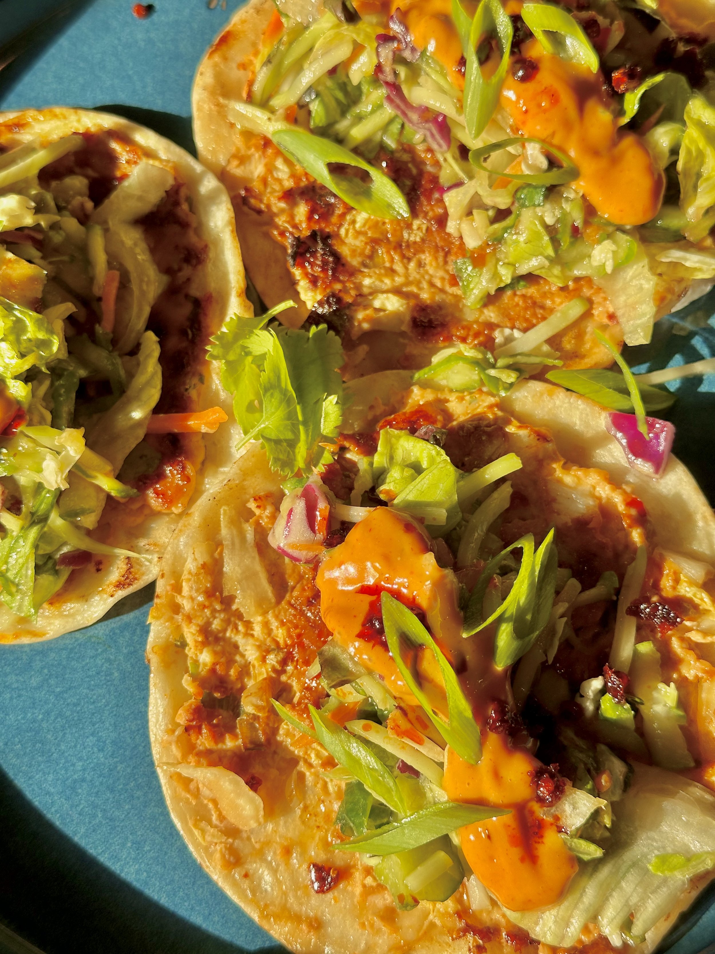 Asian Smash Chicken Tacos