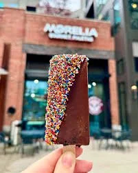 A paleta outside of Morelia Ice Cream Paletas. 