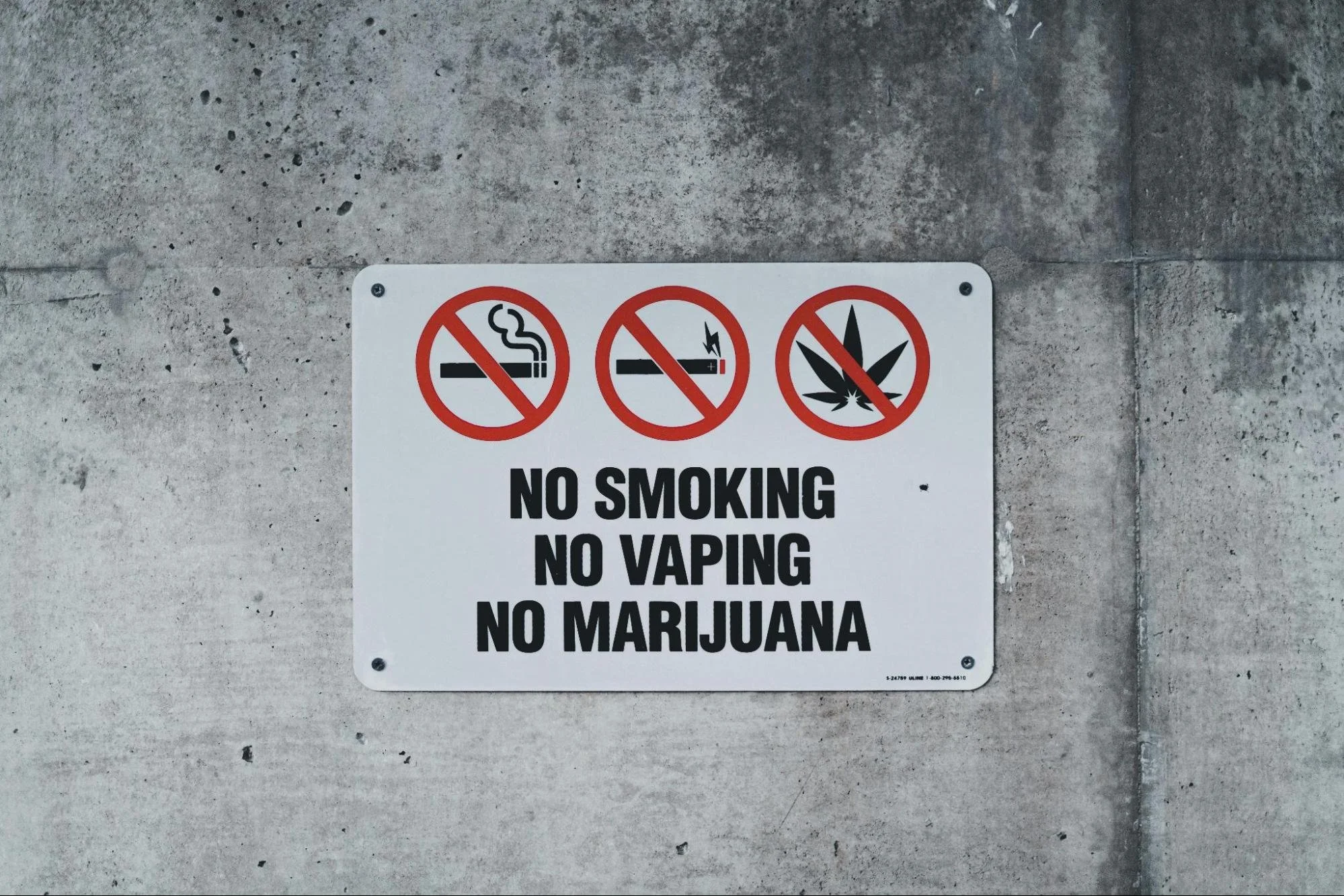 A warning sign prohibiting smoking, vaping or marijuana use. Source - Pexels
