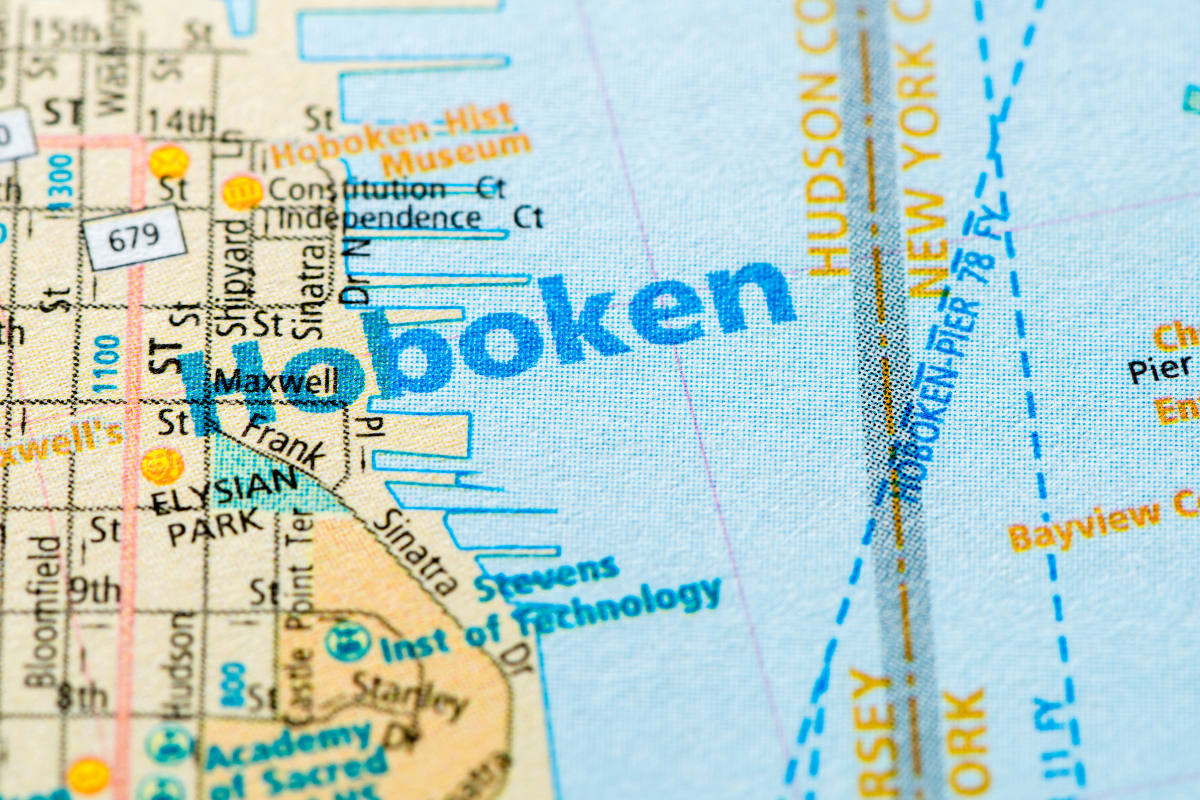 Map zoomed in on Hoboken 