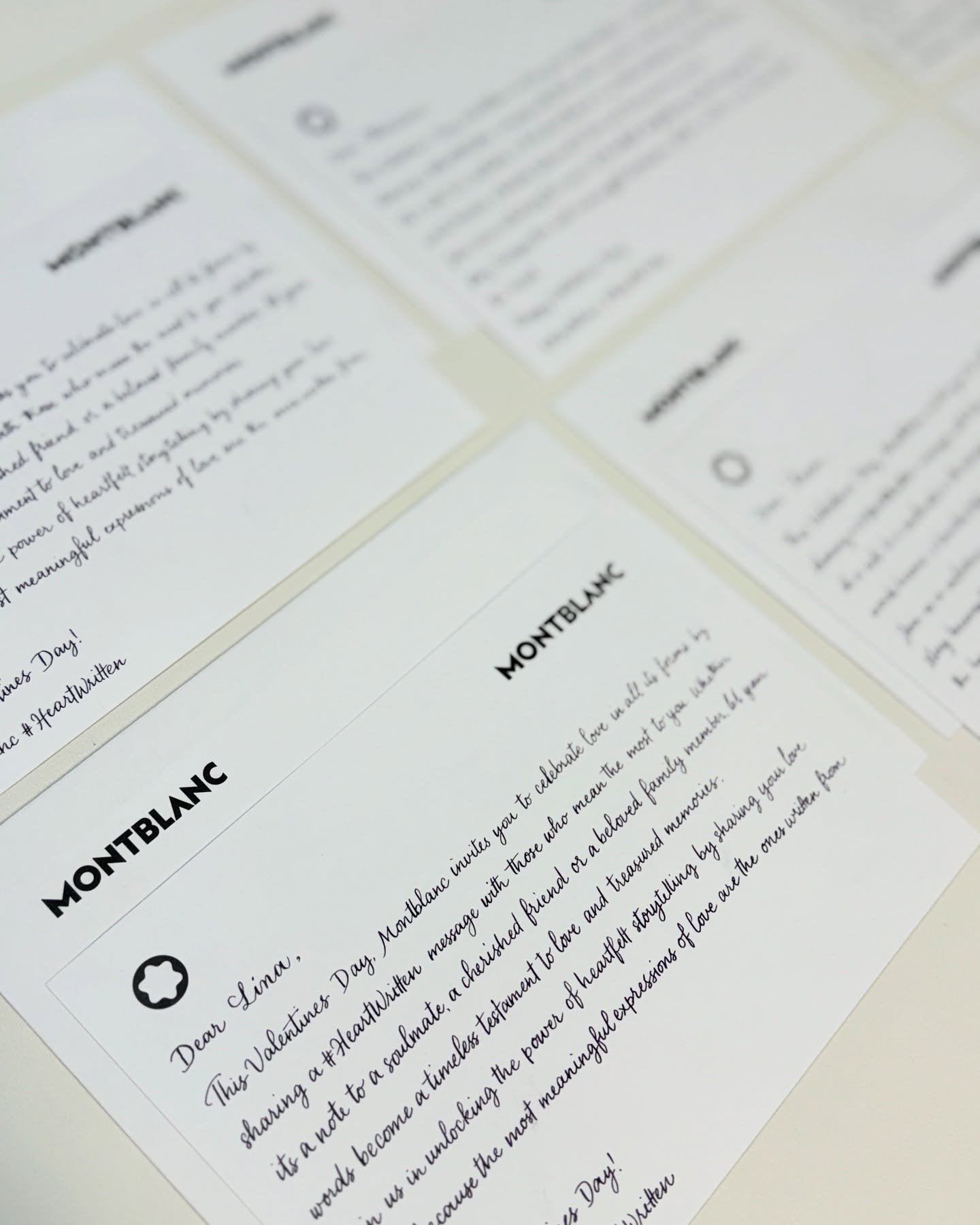 Letters from Montblanc with cursive handwritten notes and Montblanc logo at the top.