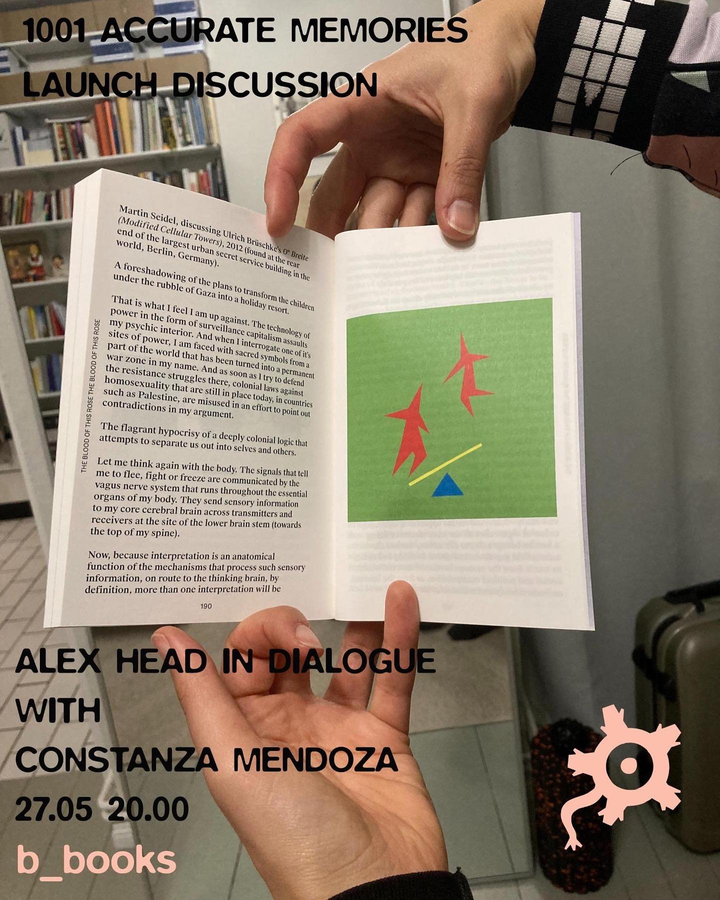 Tuesday 27. May 2025 8 pm
1001 Accurate Memories
Book Launch with Alex Head (Plural Studio) in conversation with Constanza Mendoza

Join us for a discussion of the role of the artist in suspending disbelief while interrogating the problem of memory.