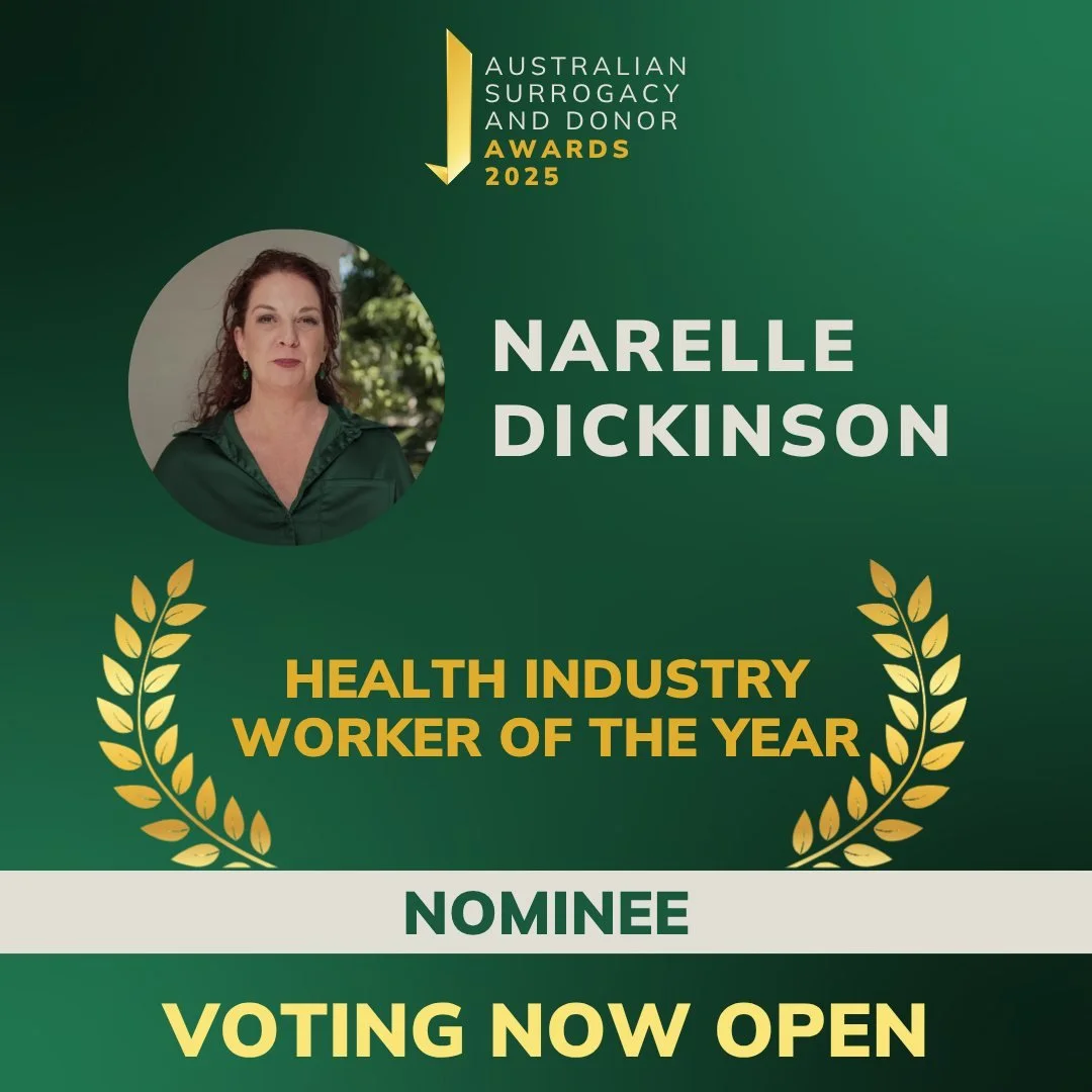 Narelle is honoured to be nominated for the Health Industry Worker of the Year and Surrogacy and Donation Business of the Year at the Australian Surrogacy and Donor Awards 2025 π. We would love your support π
Click here to vote:
π https://aka.asda