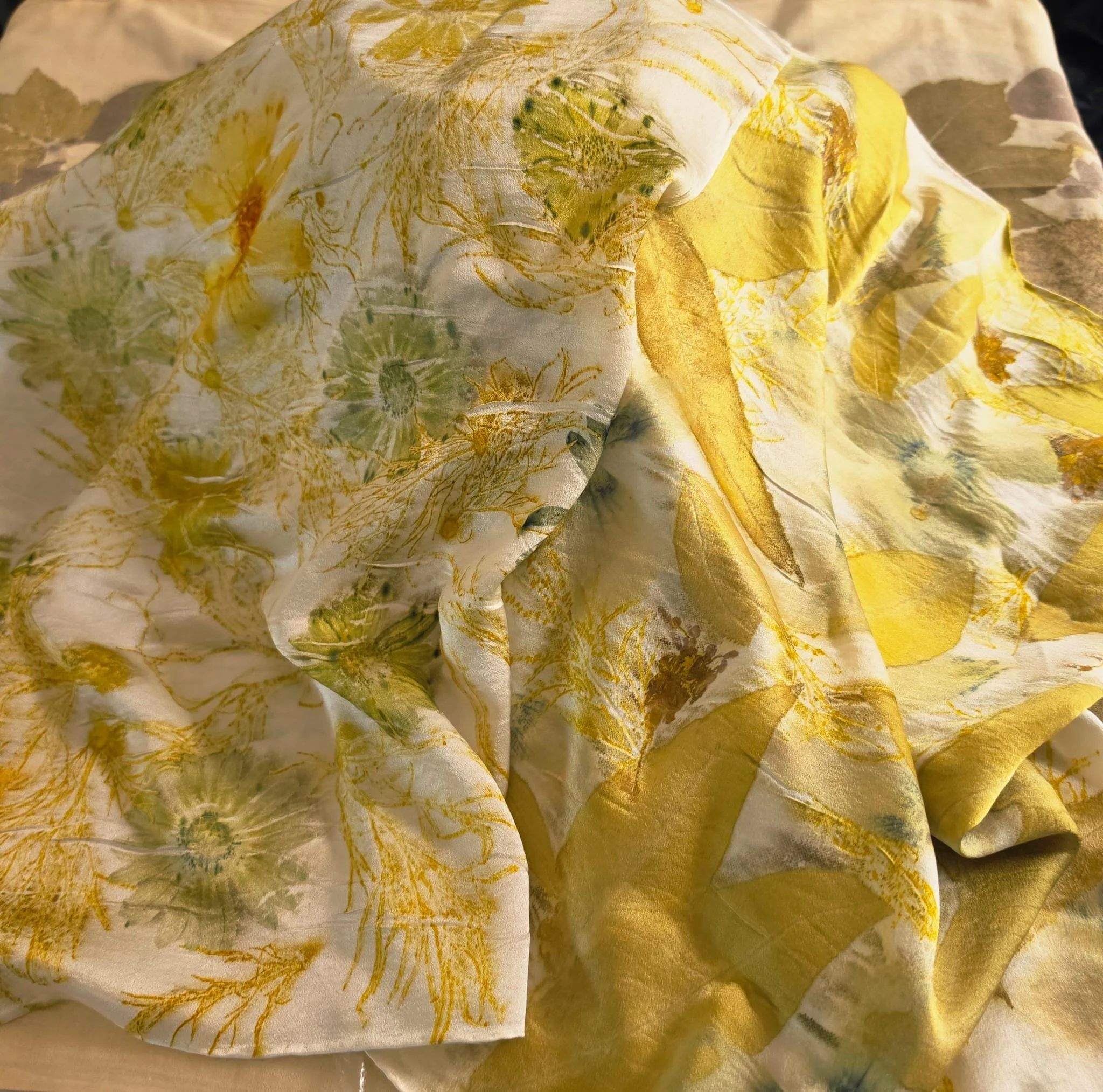 Flower prints on silk
