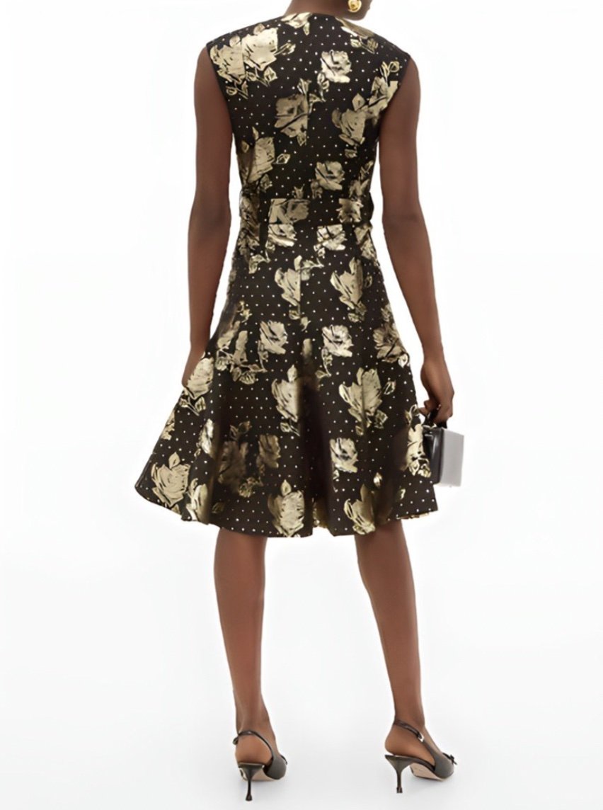 Emilia Wickstead - Black & Gold Midi Dress 3.jpeg