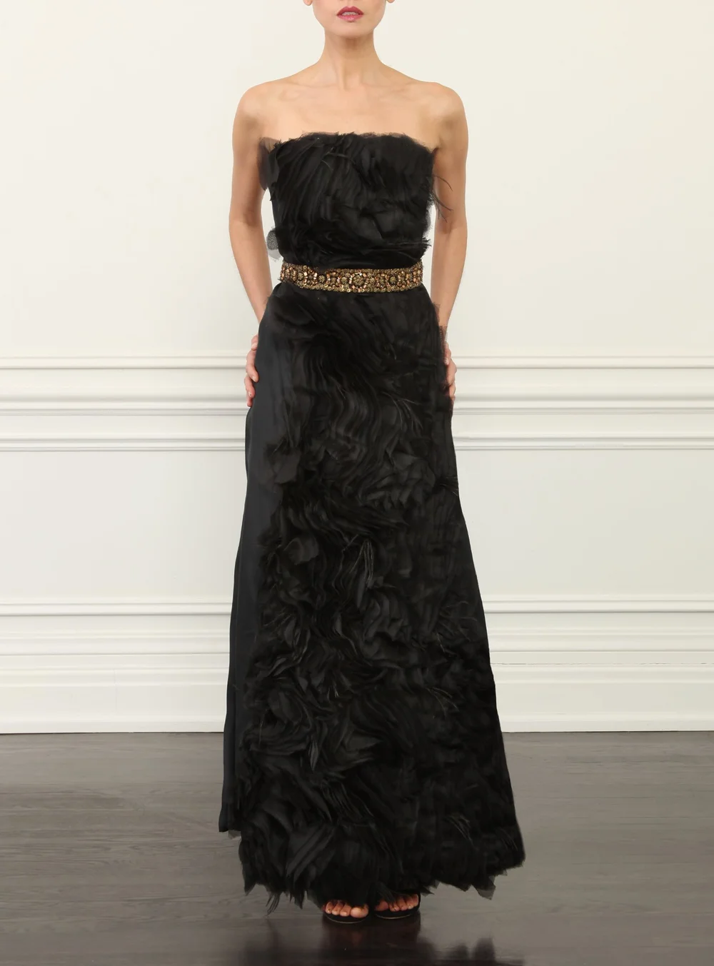 princess polly baby blue dress Black Lace Tower Gown by ML Monique Lhuillier