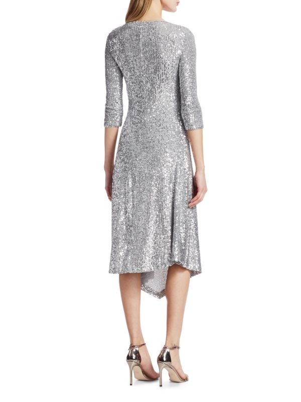 St. John - Starlight Sequin Mesh Side Knot Midi Dress ( Fits size 12 to 14 US)