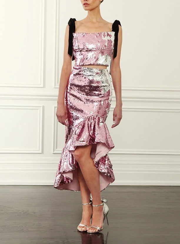 Rachel Gilbert - Crop Sequin Top & Skirt ( Fit size 6 - 8 US )