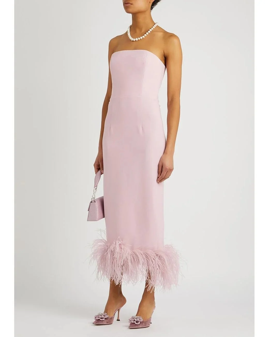 open lace back dress 16ARLINGTON Secondhand Blush Pink Feather Trim Minelli Midi Dress :  Amazon.de: Amazon Luxury
